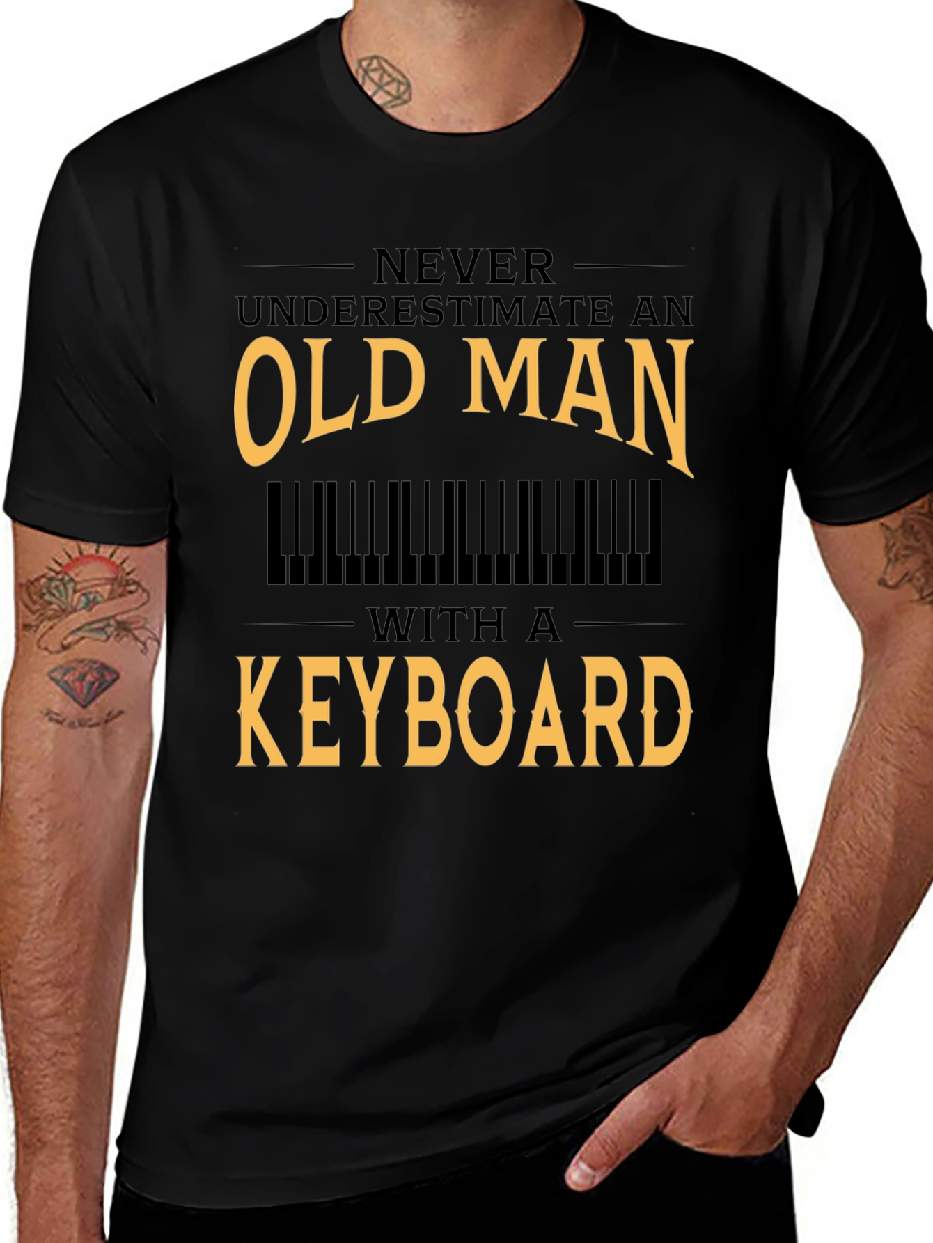 Old Man Keyboard T-Shirt - Musician Gift