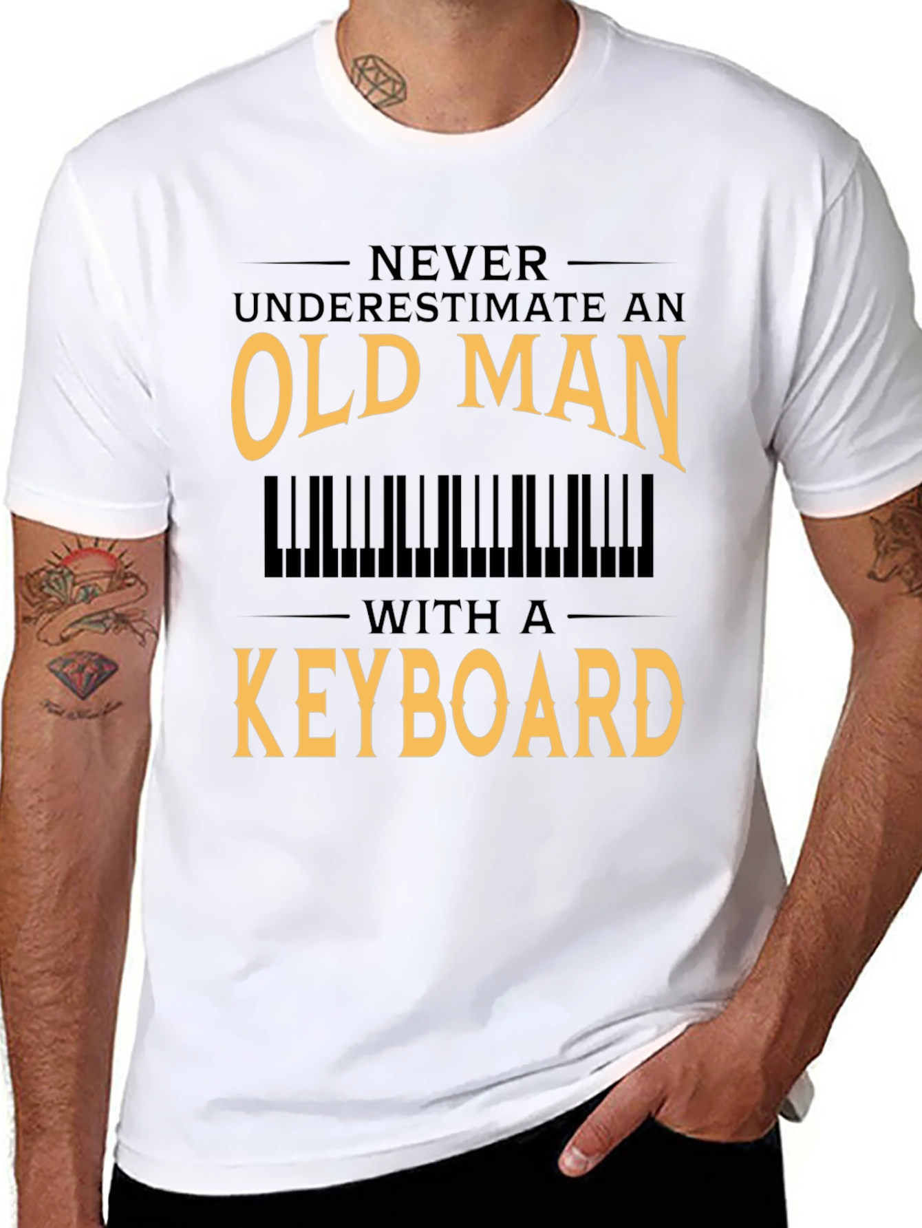 Old Man Keyboard T-Shirt - Musician Gift