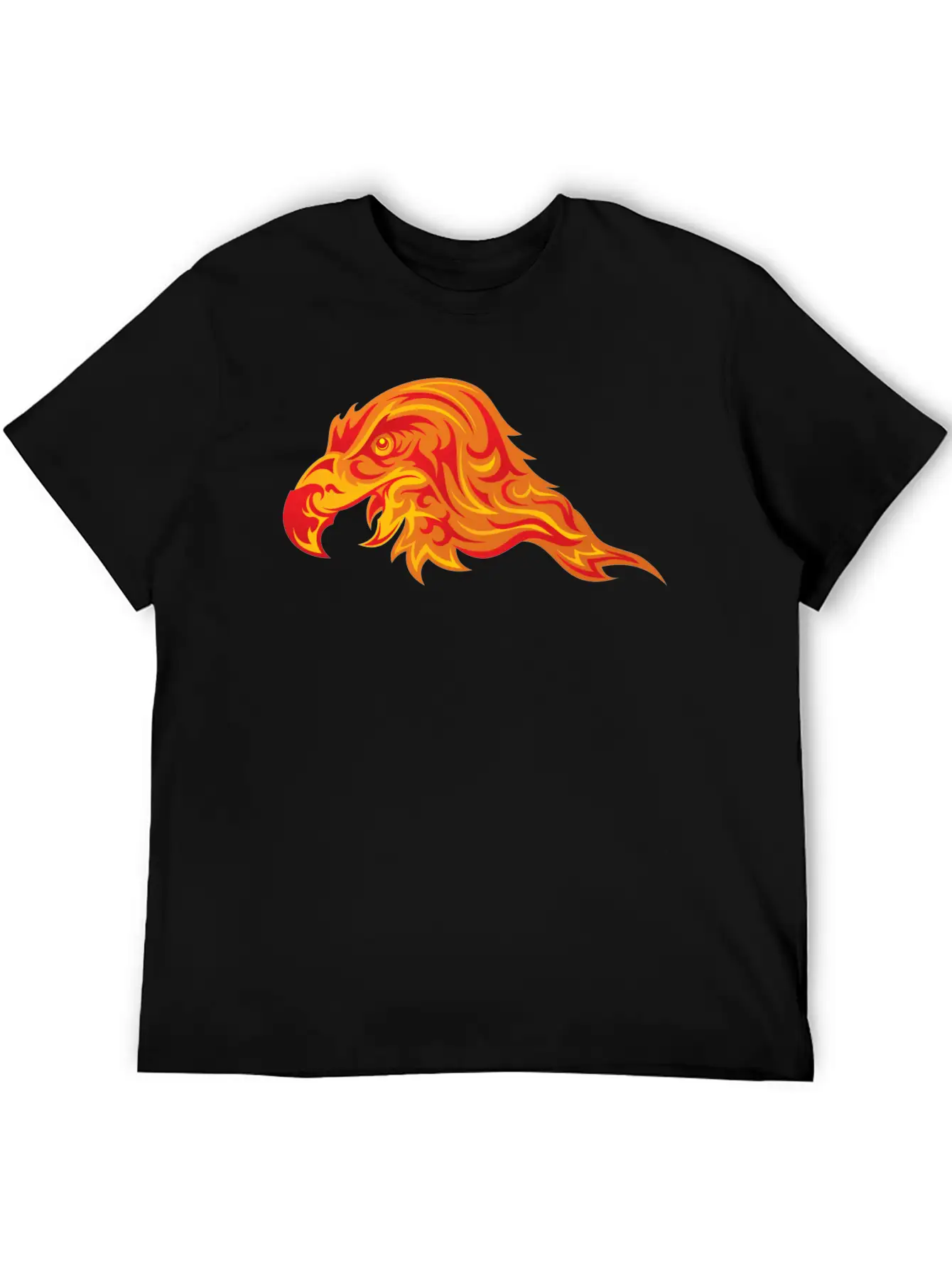 Head Eagle Predatory Bird Fire Wildlife Unisex Short Sleeve Soft Cotton T-Shirt – Casual Everyday Wear