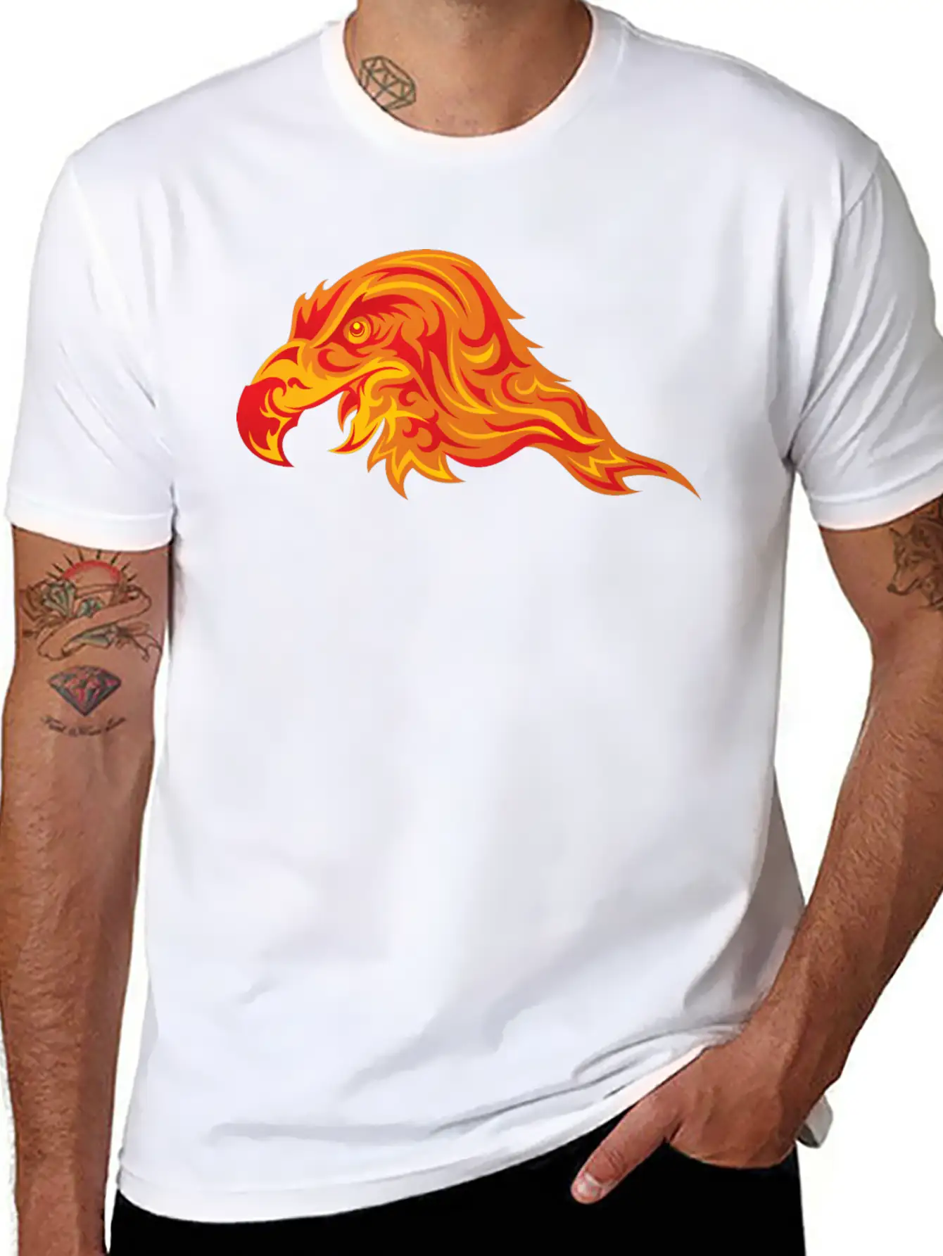 Head Eagle Predatory Bird Fire Wildlife Unisex Short Sleeve Soft Cotton T-Shirt – Casual Everyday Wear