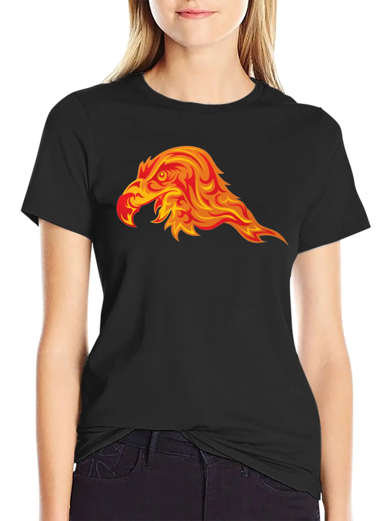 Head Eagle Predatory Bird Fire Wildlife Unisex Short Sleeve Soft Cotton T-Shirt – Casual Everyday Wear