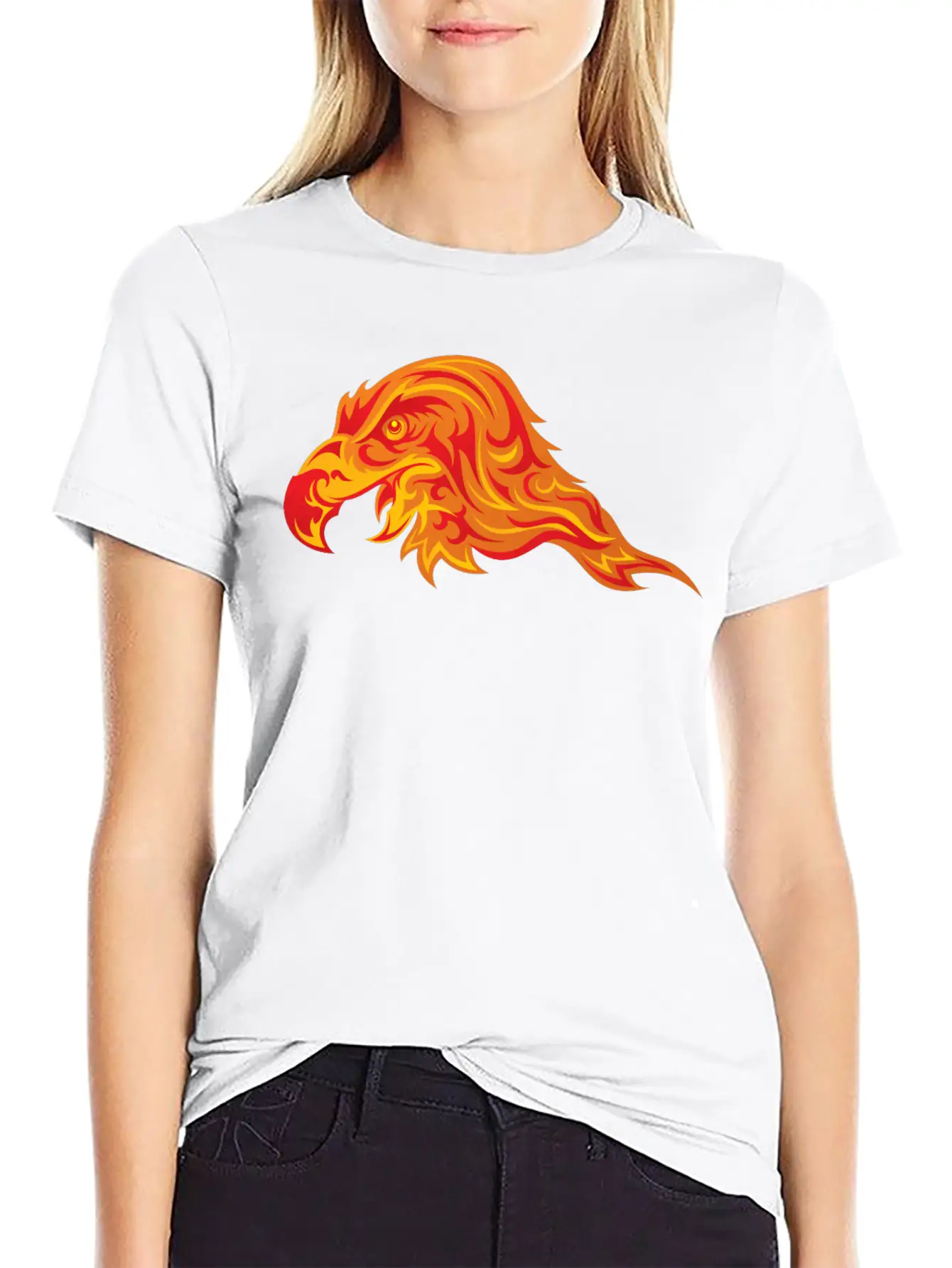 Head Eagle Predatory Bird Fire Wildlife Unisex Short Sleeve Soft Cotton T-Shirt – Casual Everyday Wear