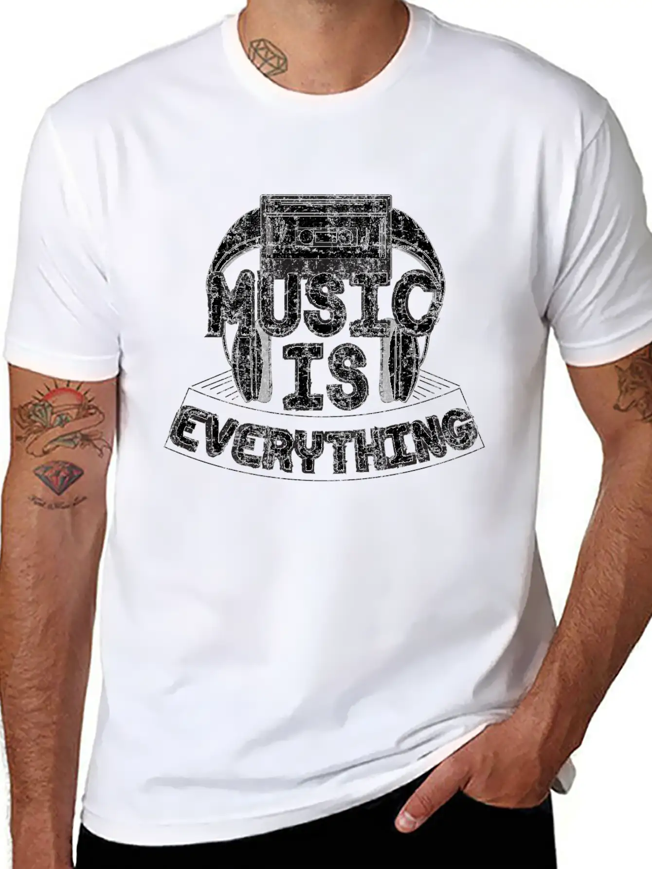 Headphone And Cassette Gift Idea Unisex Short Sleeve Soft Cotton T-Shirt – Casual Everyday Wear