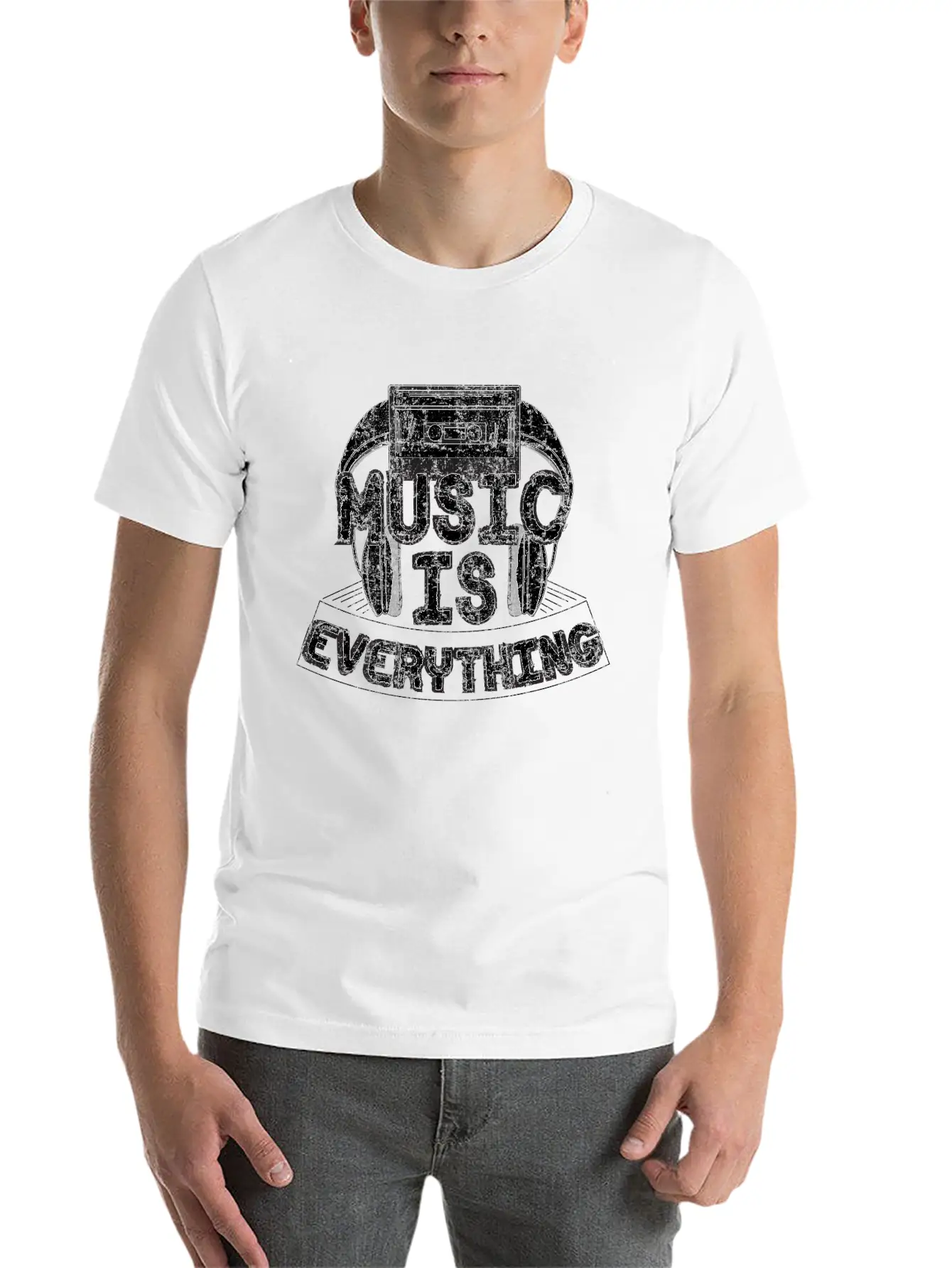 Headphone And Cassette Gift Idea Unisex Short Sleeve Soft Cotton T-Shirt – Casual Everyday Wear