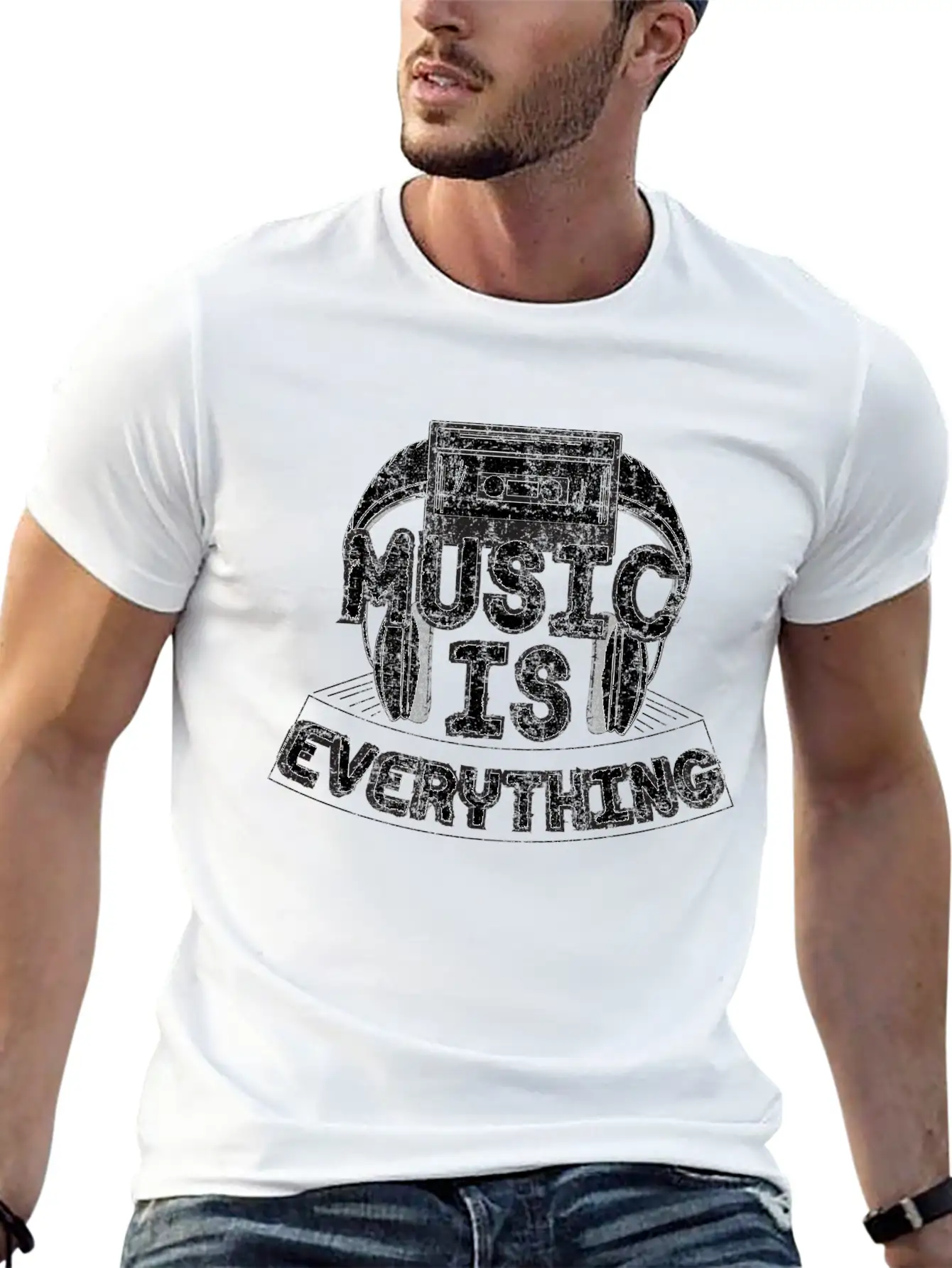 Headphone And Cassette Gift Idea Unisex Short Sleeve Soft Cotton T-Shirt – Casual Everyday Wear
