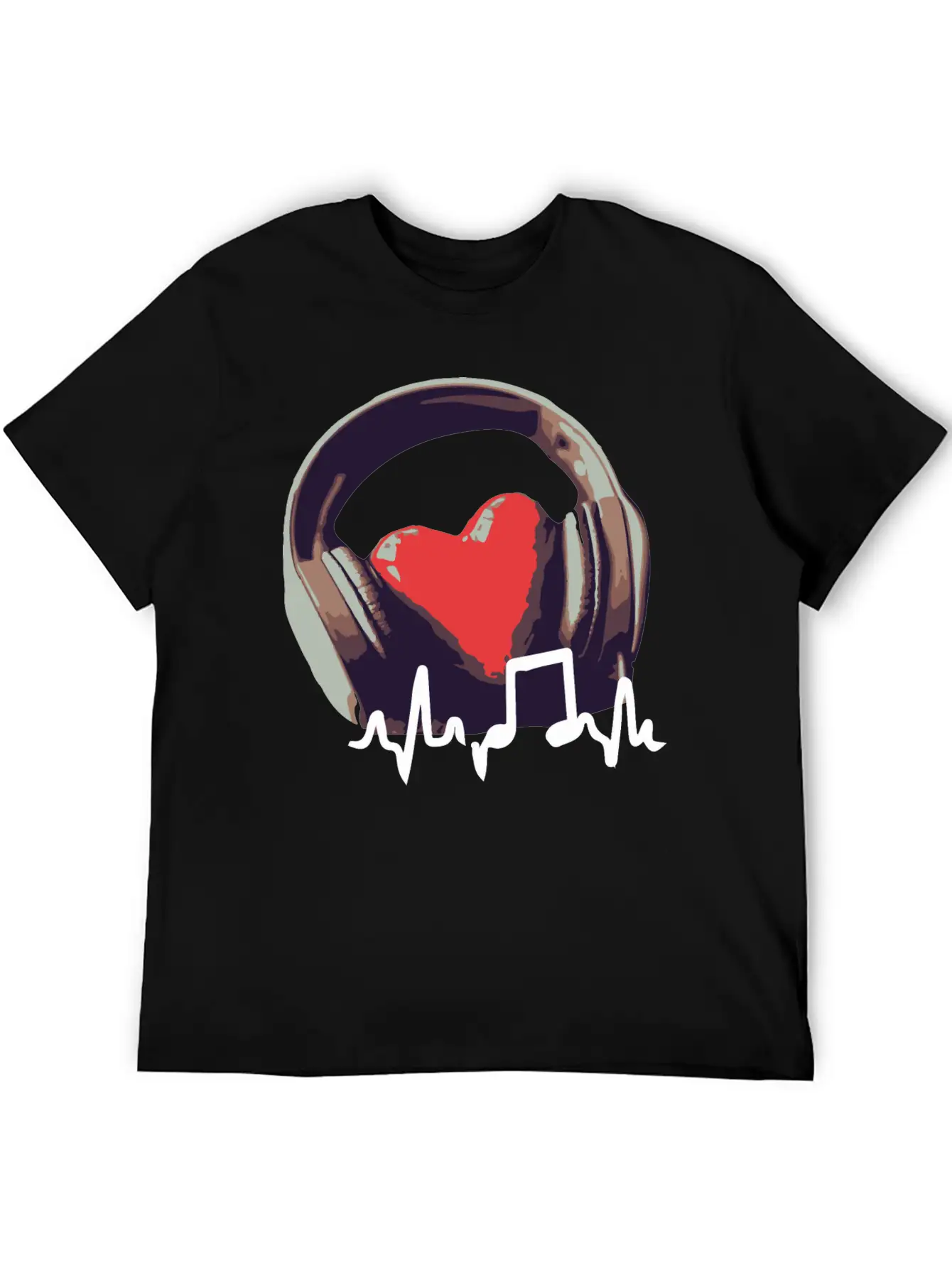 Headphone And Heart Basic Graphic T-Shirt – Daily Comfort In Soft Cotton