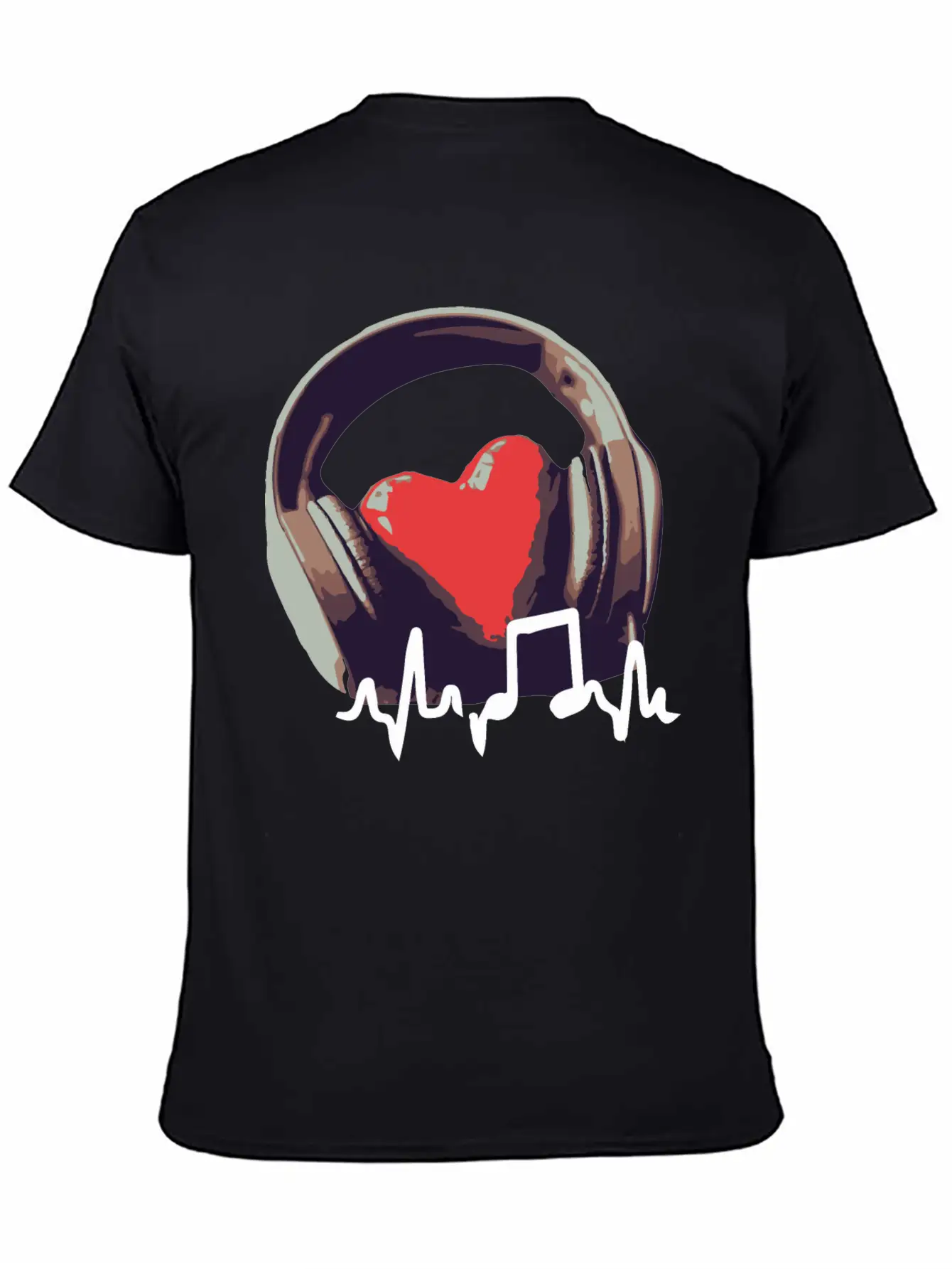 Headphone And Heart Basic Graphic T-Shirt – Daily Comfort In Soft Cotton