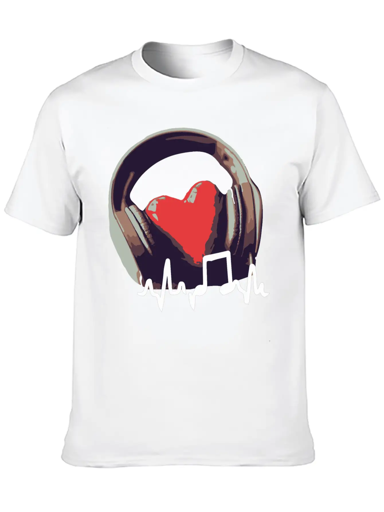 Headphone And Heart Basic Graphic T-Shirt – Daily Comfort In Soft Cotton