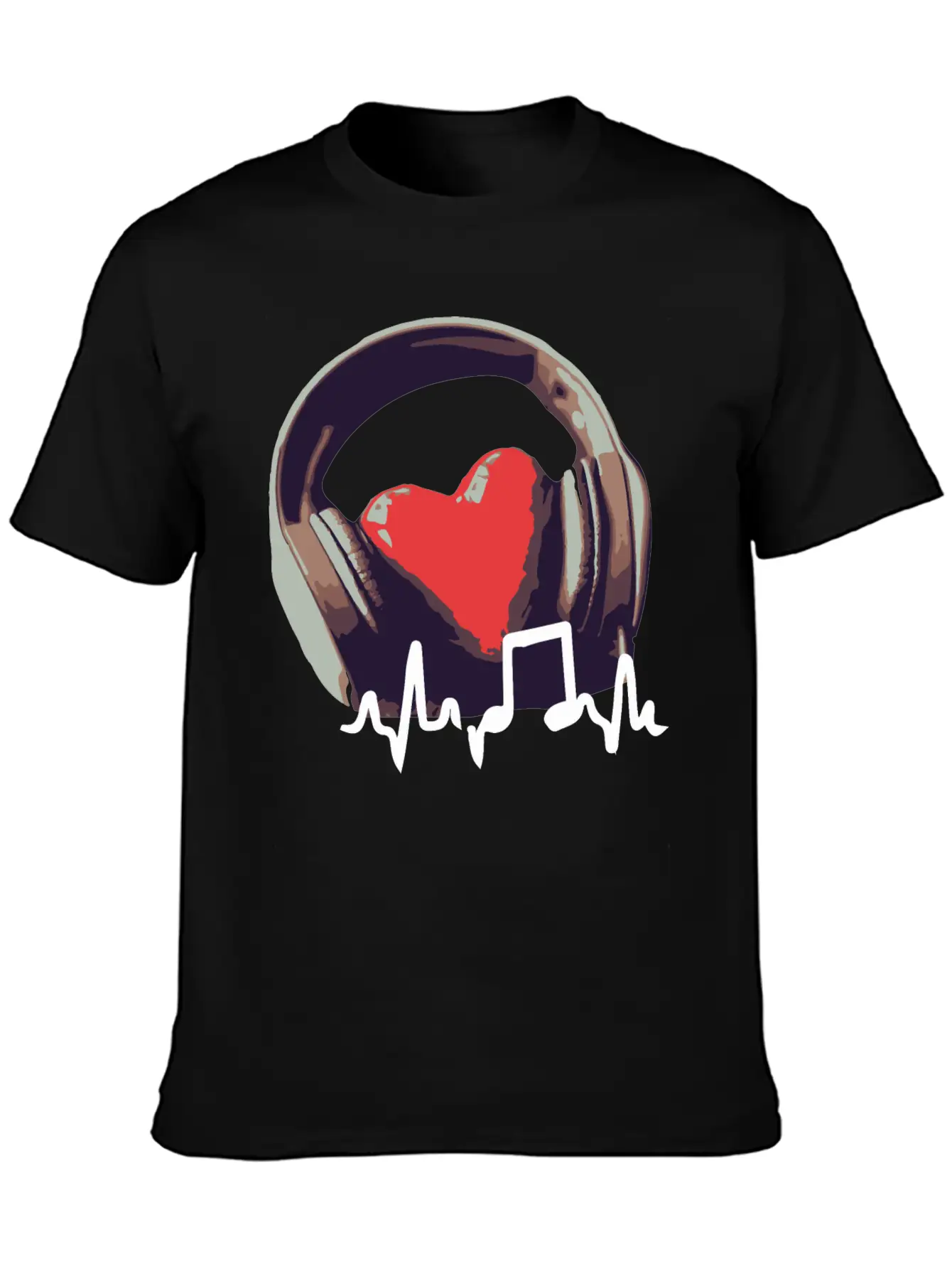 Headphone And Heart Basic Graphic T-Shirt – Daily Comfort In Soft Cotton