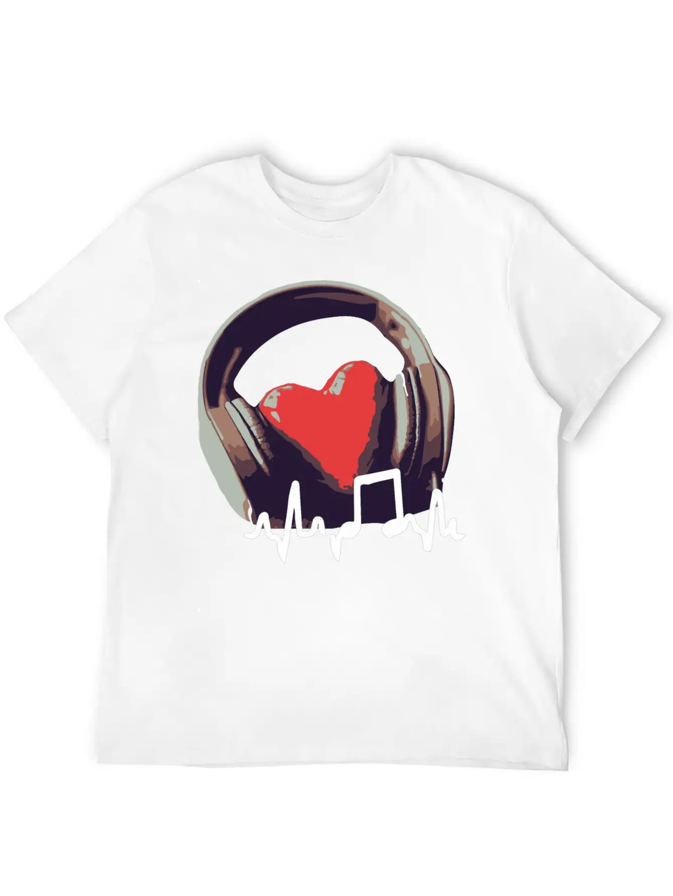 Headphone And Heart Basic Graphic T-Shirt – Daily Comfort In Soft Cotton