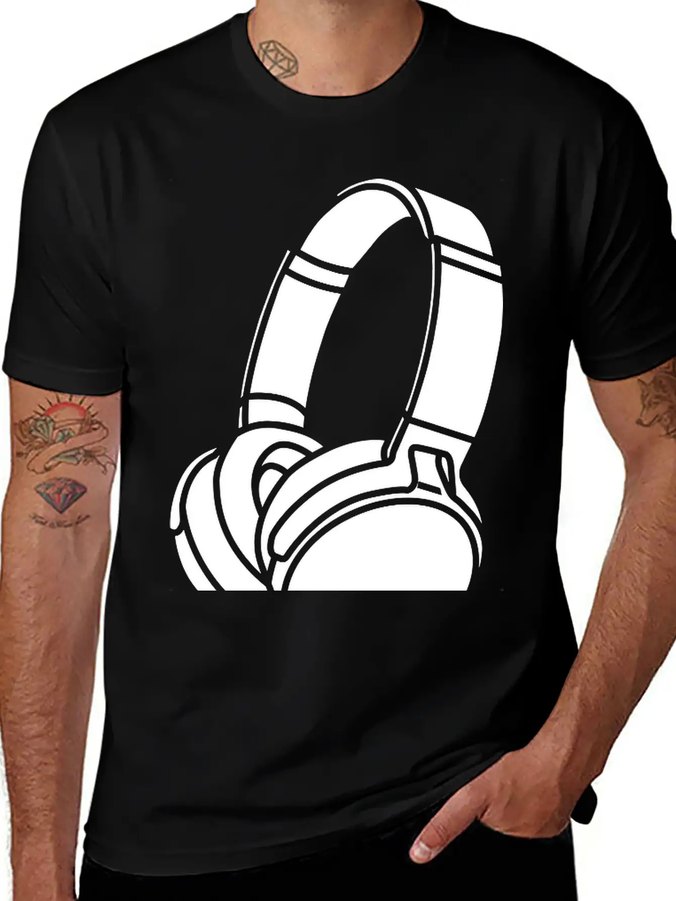Headphones Unisex Short Sleeve Soft Cotton T-Shirt – Casual Everyday Wear