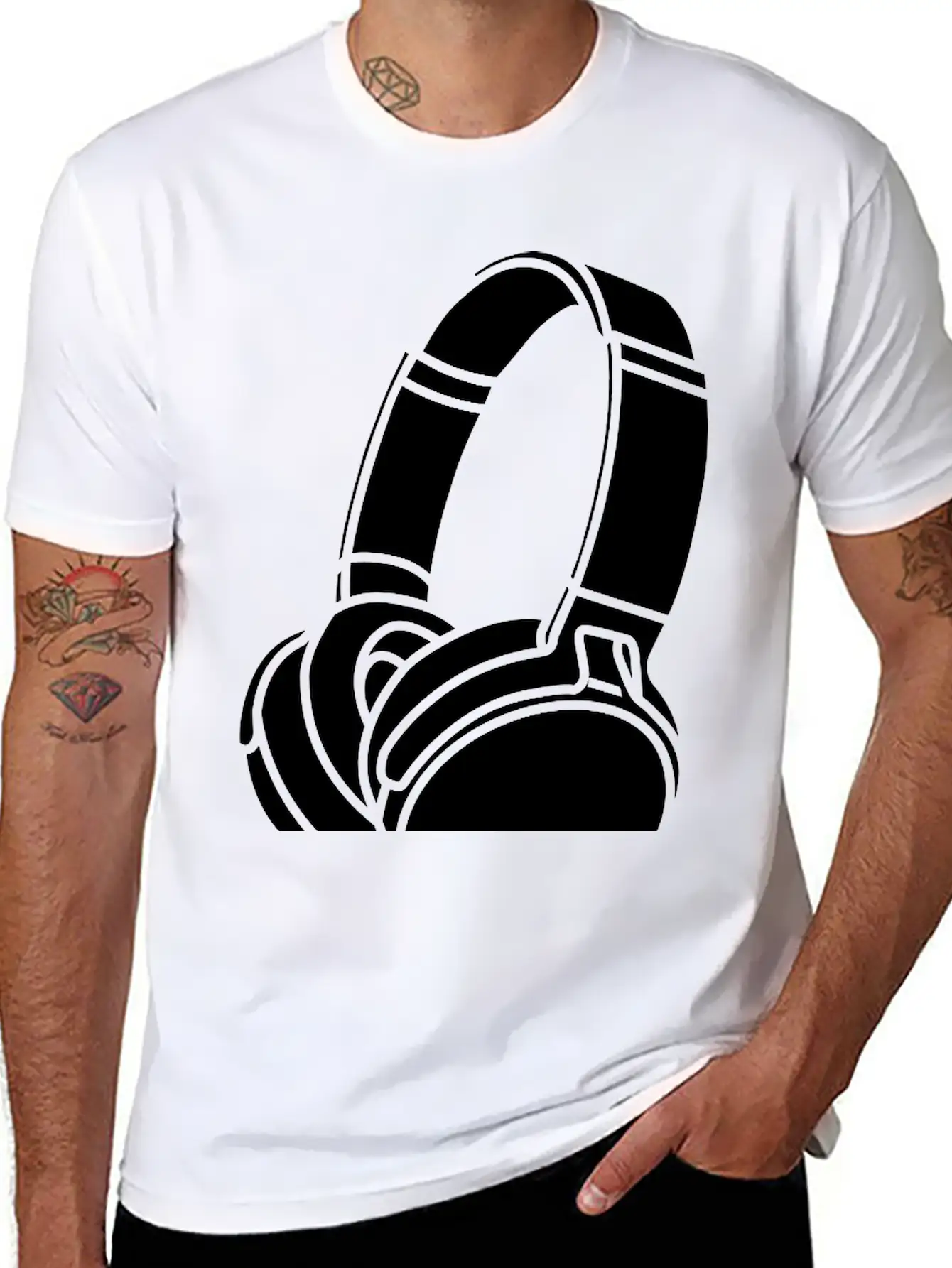 Headphones Unisex Short Sleeve Soft Cotton T-Shirt – Casual Everyday Wear