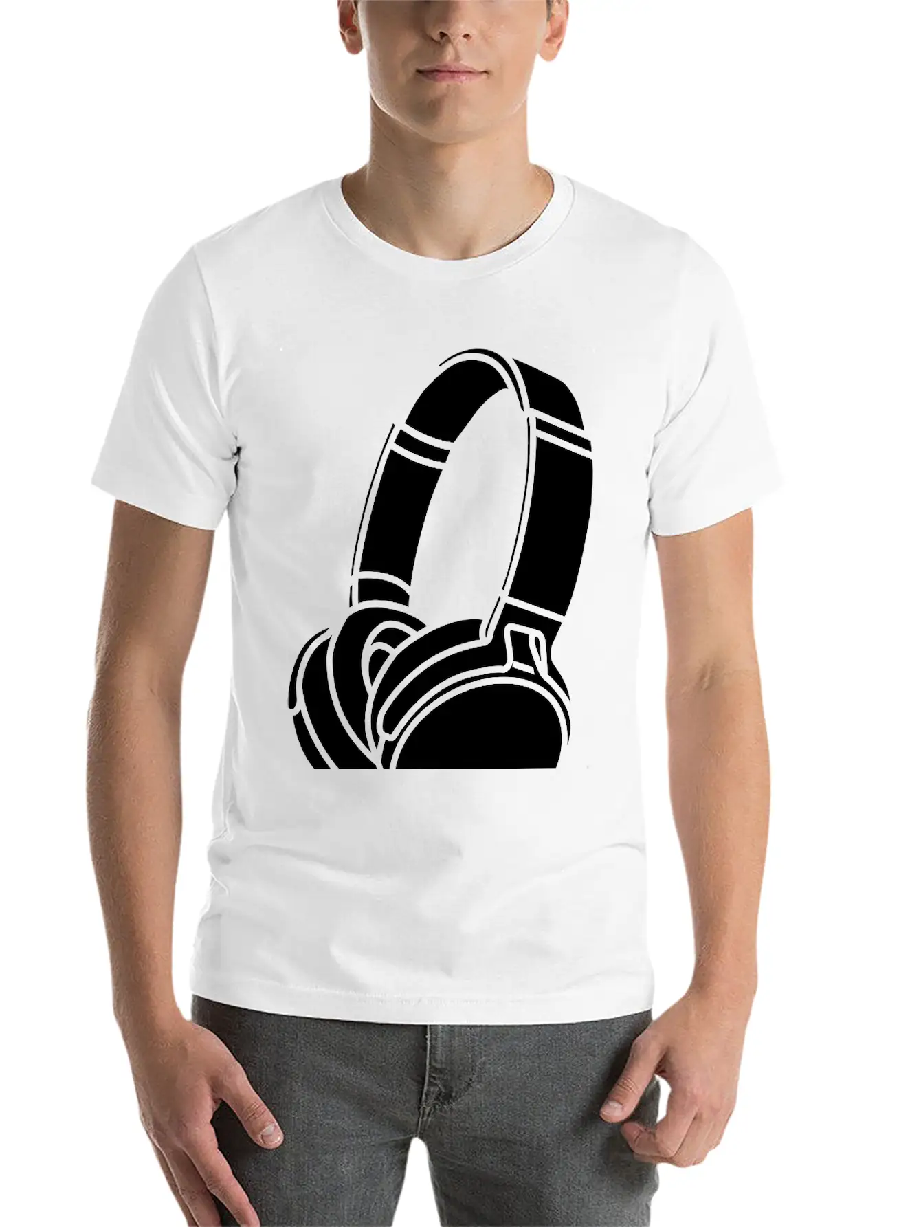 Headphones Unisex Short Sleeve Soft Cotton T-Shirt – Casual Everyday Wear