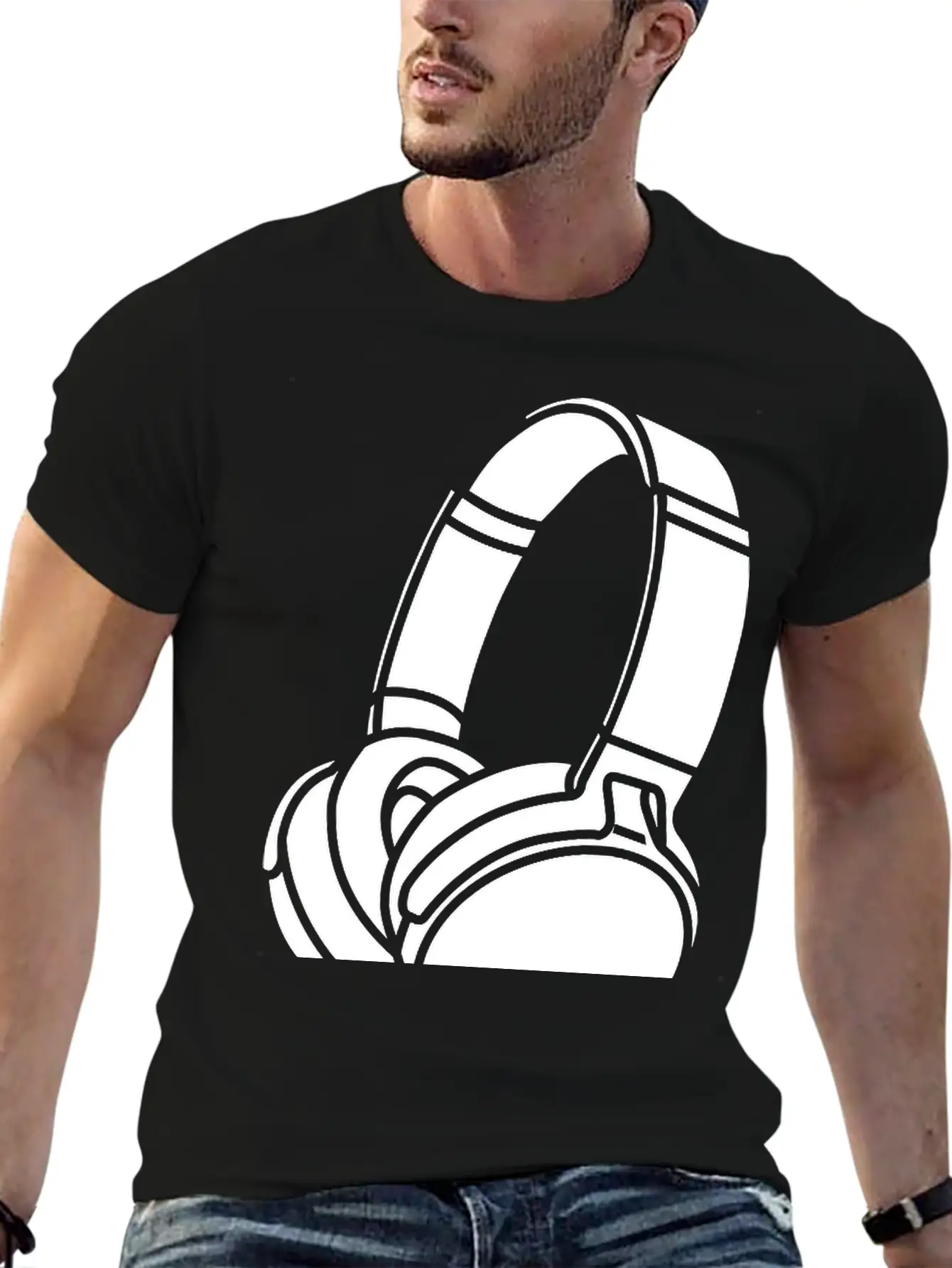 Headphones Unisex Short Sleeve Soft Cotton T-Shirt – Casual Everyday Wear