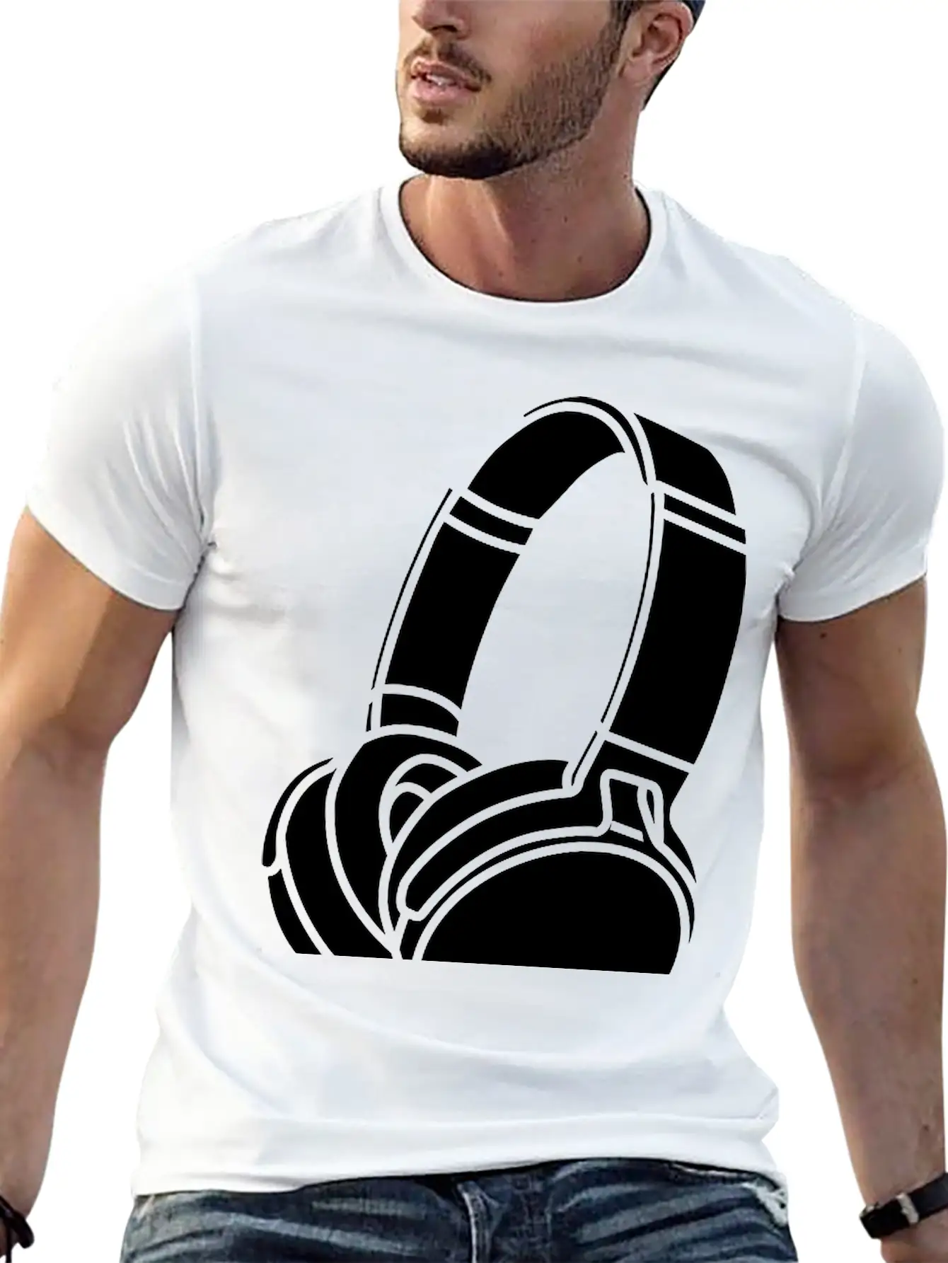 Headphones Unisex Short Sleeve Soft Cotton T-Shirt – Casual Everyday Wear