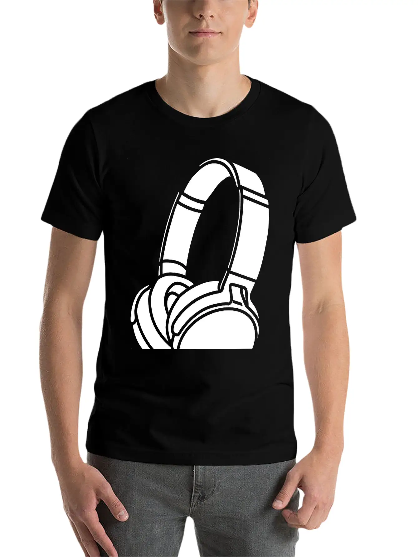 Headphones Unisex Short Sleeve Soft Cotton T-Shirt – Casual Everyday Wear