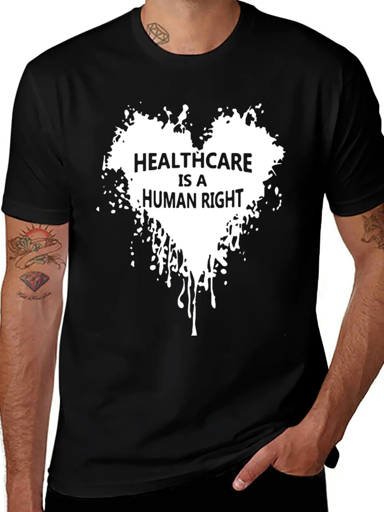 Healthcare Is A Human Right Heart Blooding Unisex Short Sleeve Soft Cotton T-Shirt – Casual Everyday Wear