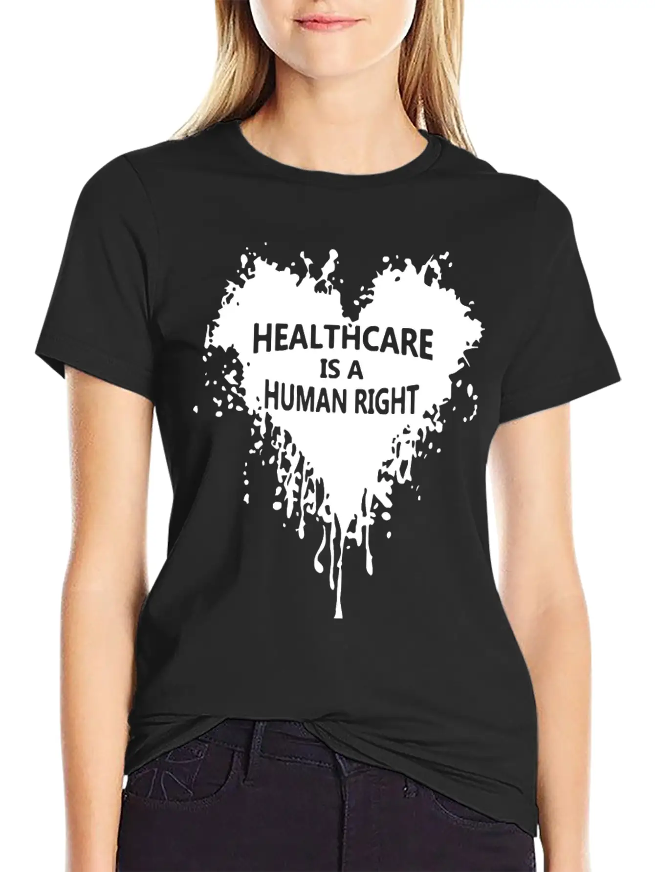 Healthcare Is A Human Right Heart Blooding Unisex Short Sleeve Soft Cotton T-Shirt – Casual Everyday Wear