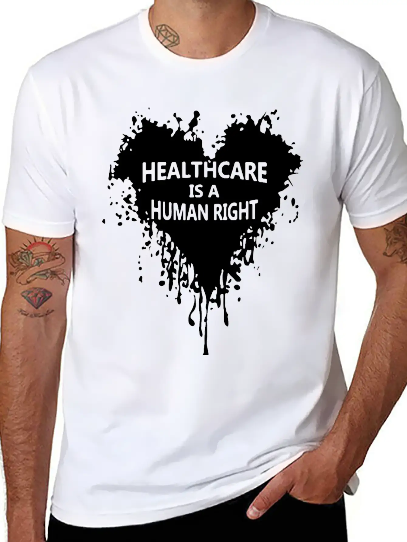 Healthcare Is A Human Right Heart Blooding Unisex Short Sleeve Soft Cotton T-Shirt – Casual Everyday Wear