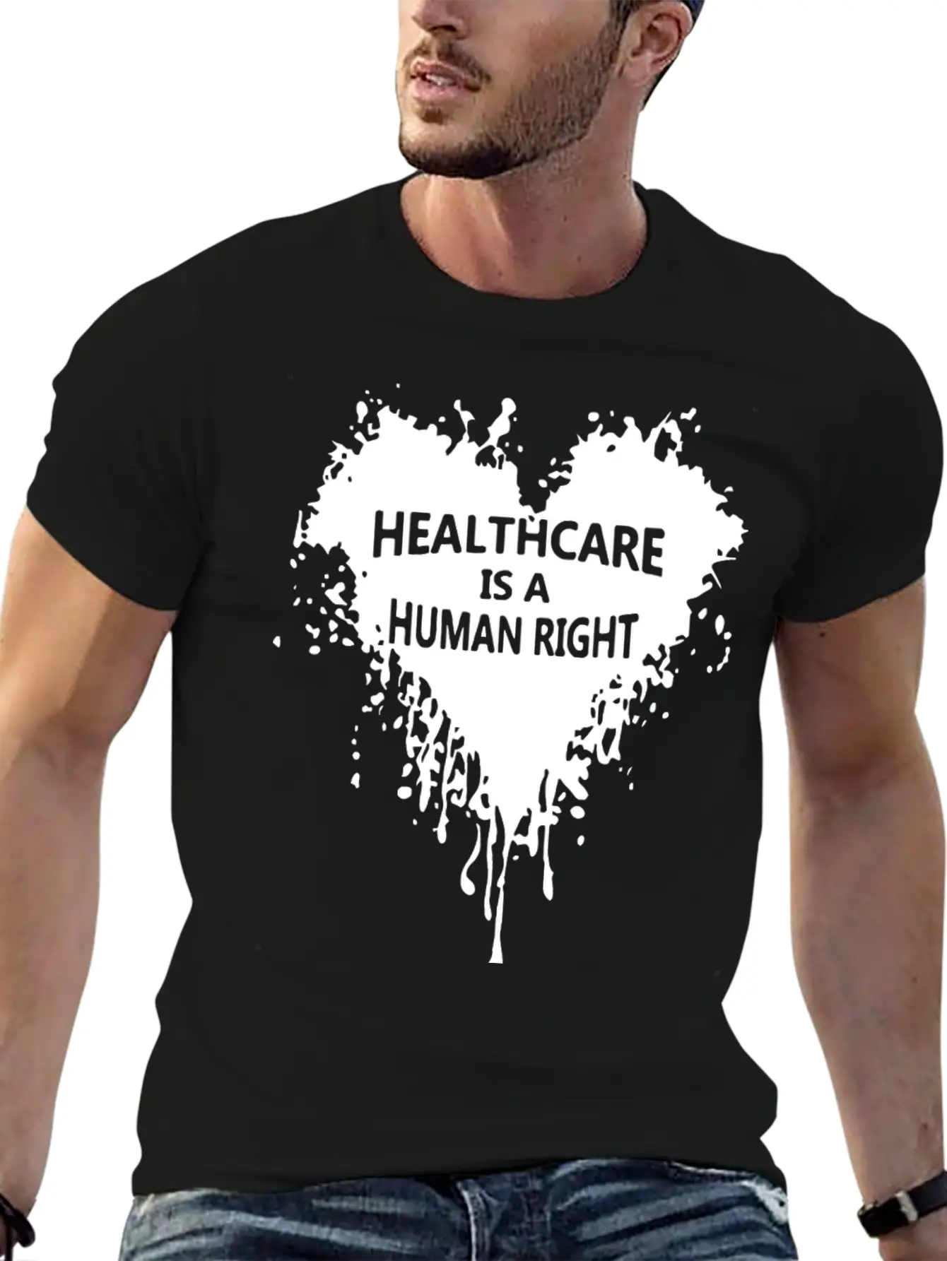 Healthcare Is A Human Right Heart Blooding Unisex Short Sleeve Soft Cotton T-Shirt – Casual Everyday Wear