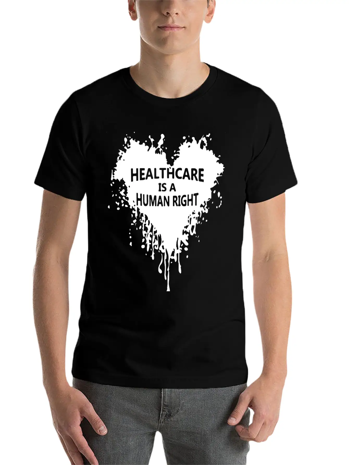 Healthcare Is A Human Right Heart Blooding Unisex Short Sleeve Soft Cotton T-Shirt – Casual Everyday Wear