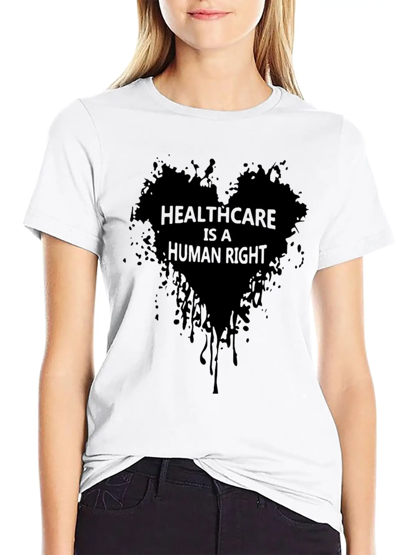 Healthcare Is A Human Right Heart Blooding Unisex Short Sleeve Soft Cotton T-Shirt – Casual Everyday Wear