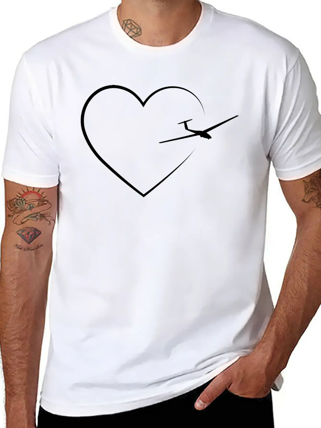 Heart 2 And Sailplane - (B) Timeless Short Sleeve Tee – Comfy And Minimalist Design