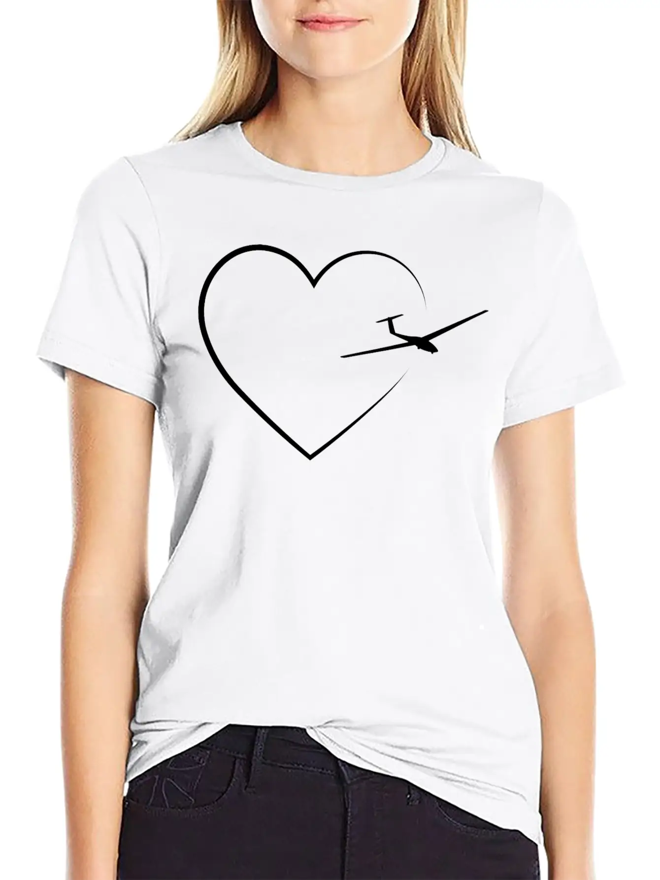 Heart 2 And Sailplane - (B) Timeless Short Sleeve Tee – Comfy And Minimalist Design