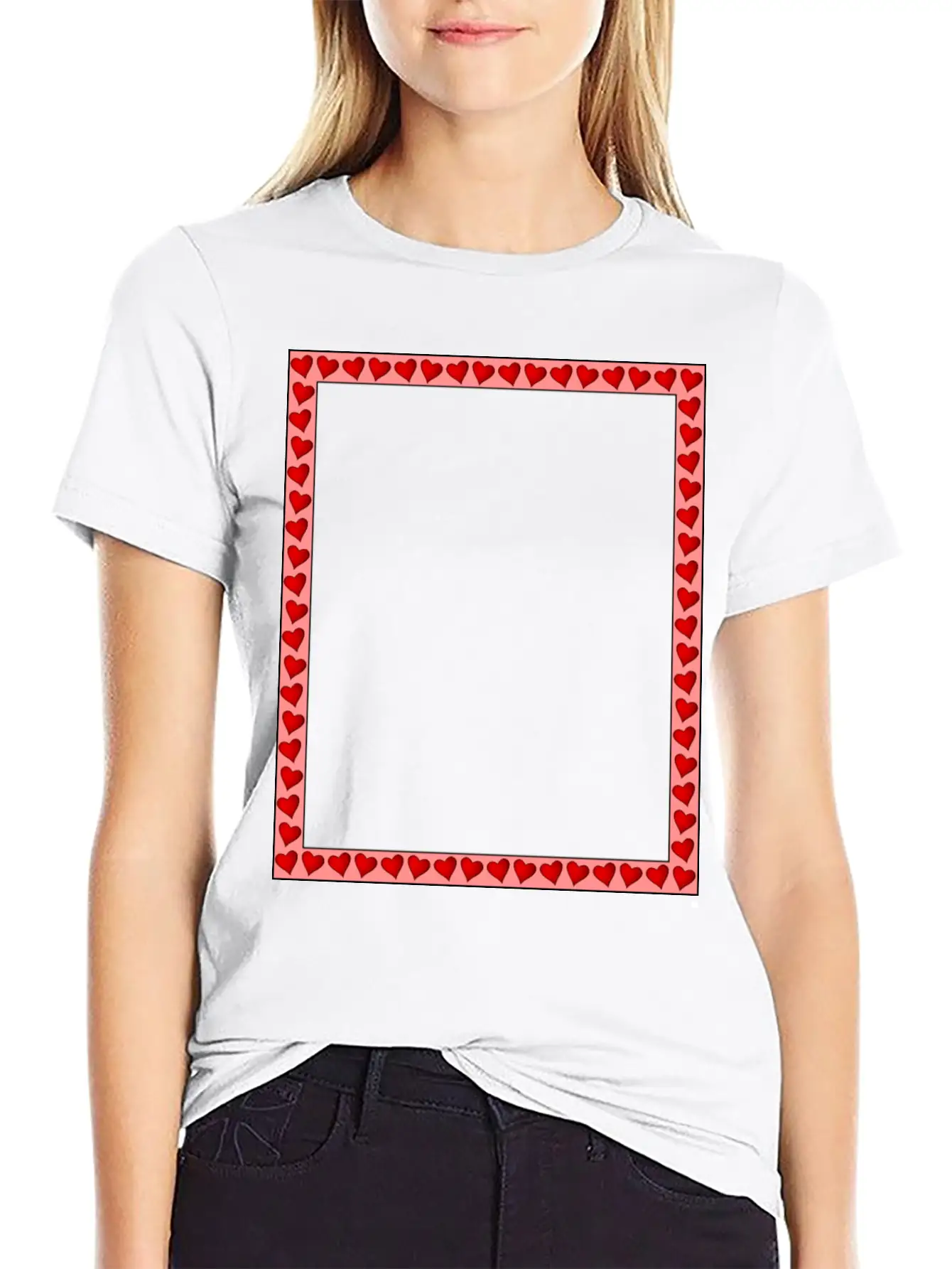 Heart Frame Comfortable Minimalist Graphic Tee – Summer Style Essential