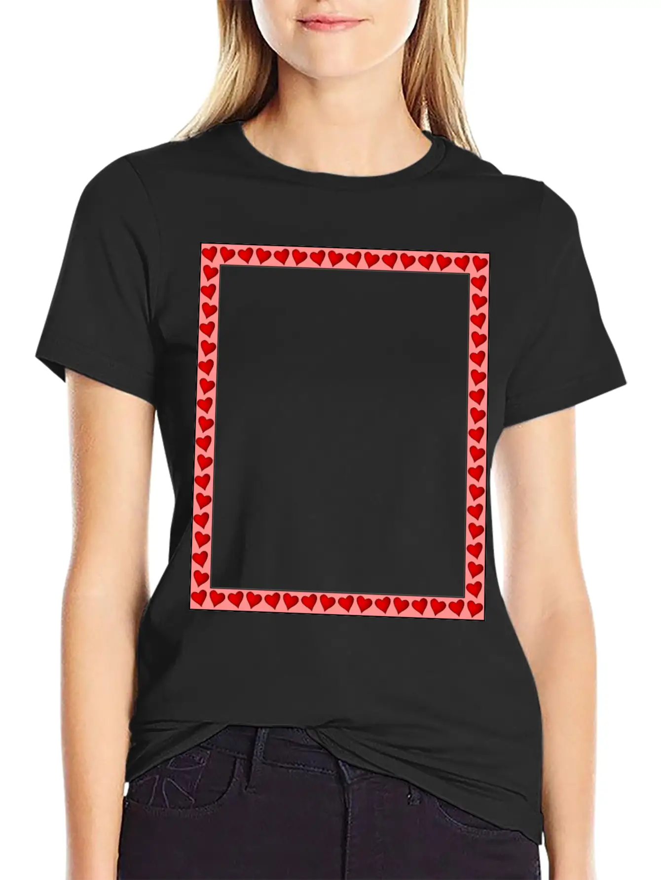 Heart Frame Comfortable Minimalist Graphic Tee – Summer Style Essential