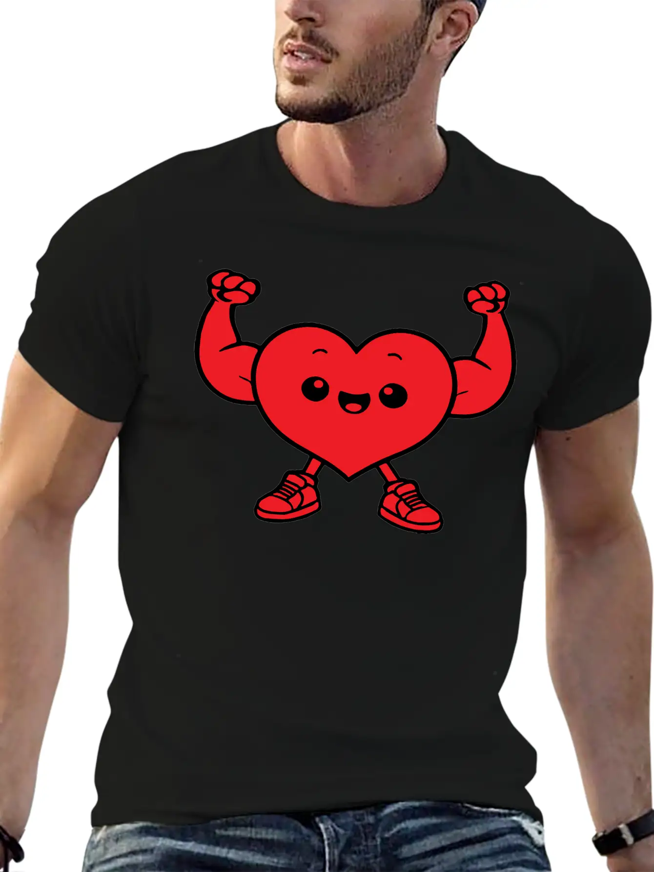Heart Funny Drawing Unisex Short Sleeve Soft Cotton T-Shirt – Casual Everyday Wear