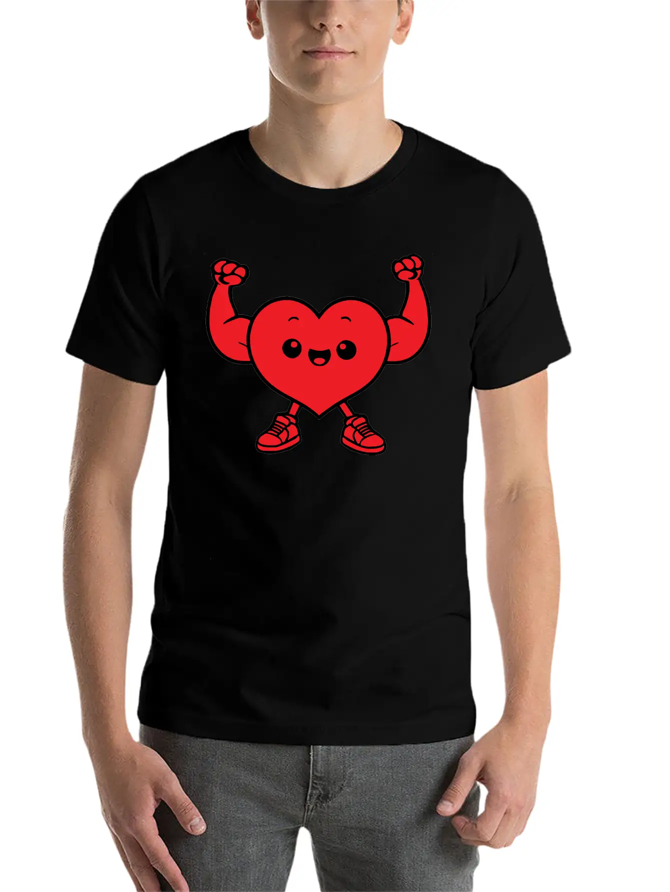 Heart Funny Drawing Unisex Short Sleeve Soft Cotton T-Shirt – Casual Everyday Wear