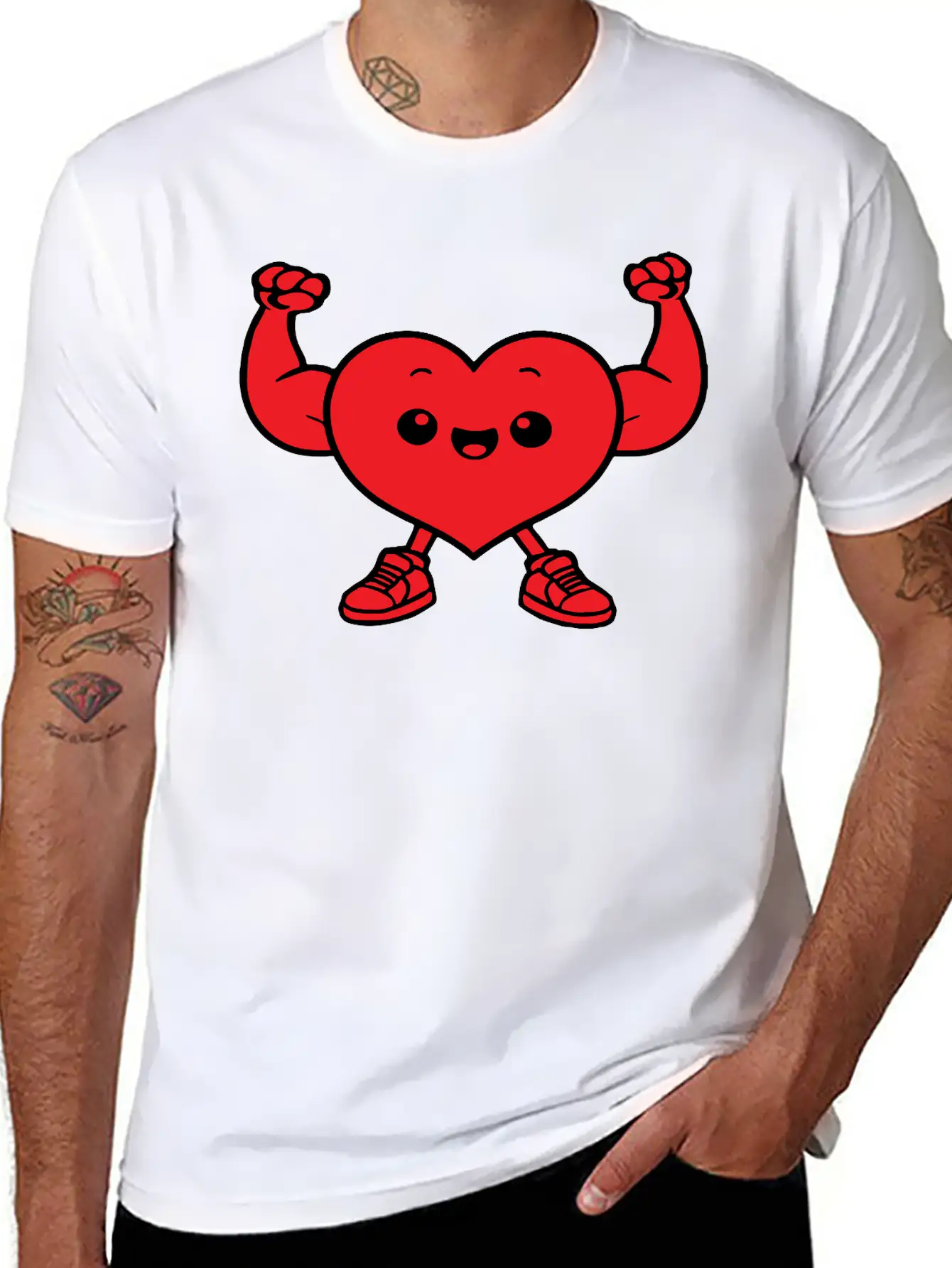 Heart Funny Drawing Unisex Short Sleeve Soft Cotton T-Shirt – Casual Everyday Wear