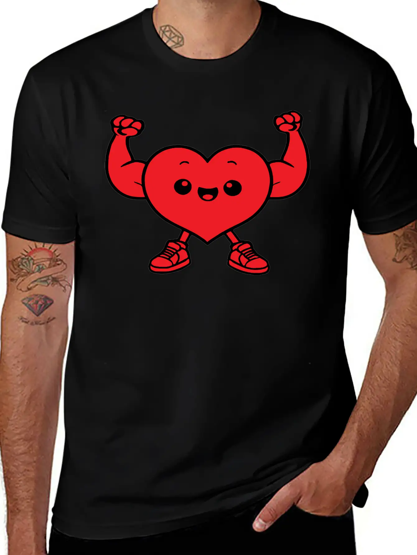 Heart Funny Drawing Unisex Short Sleeve Soft Cotton T-Shirt – Casual Everyday Wear