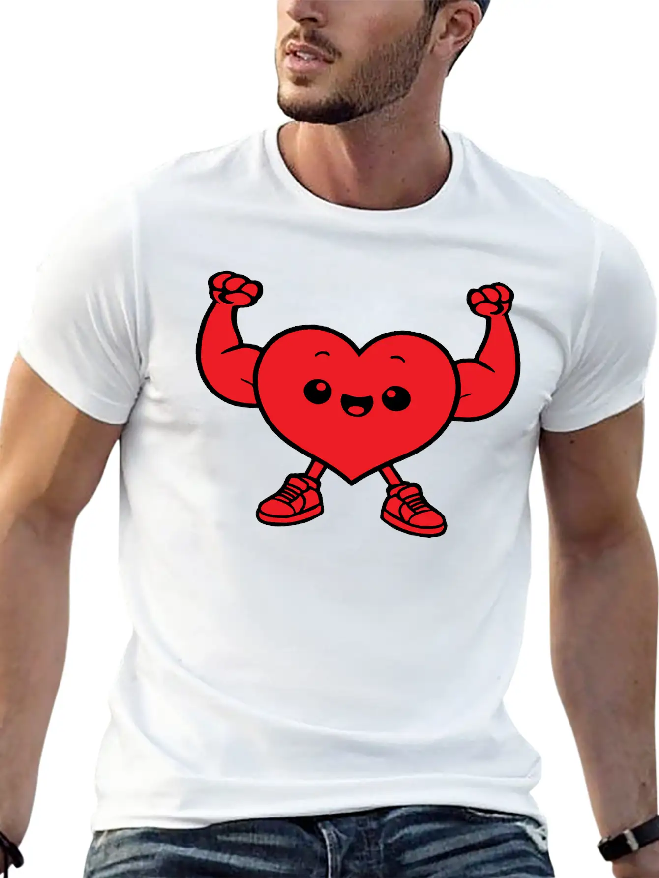 Heart Funny Drawing Unisex Short Sleeve Soft Cotton T-Shirt – Casual Everyday Wear