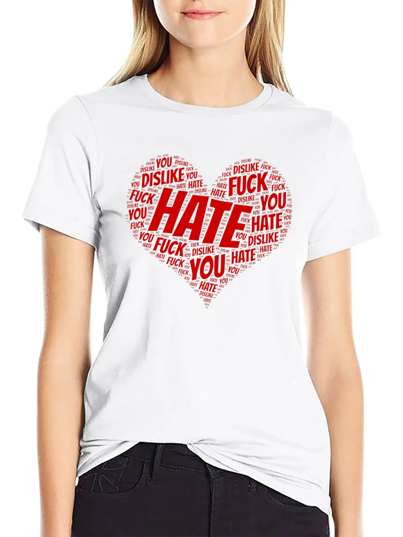 Heart Hate Comfortable Minimalist Graphic Tee – Summer Style Essential