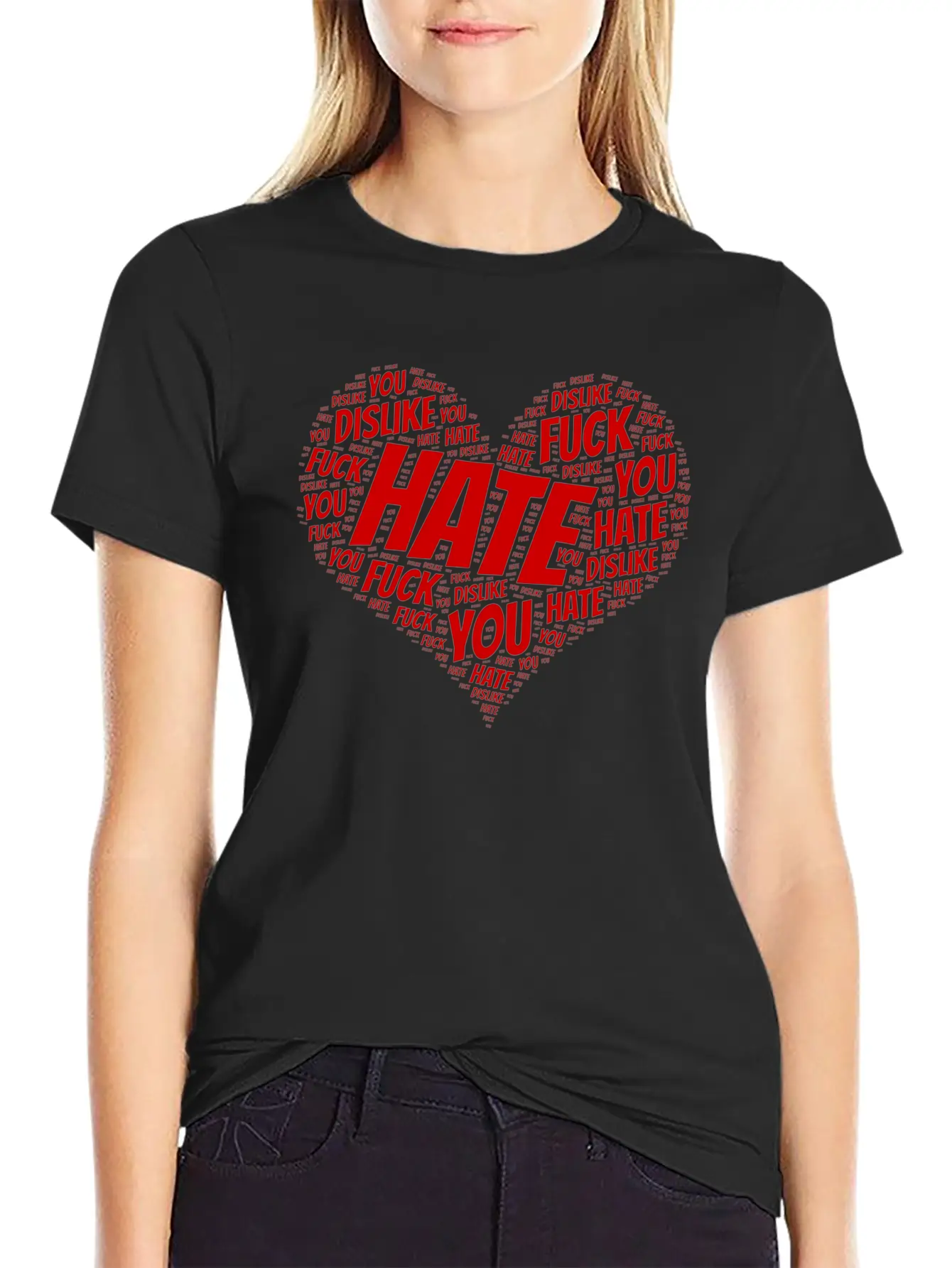 Heart Hate Comfortable Minimalist Graphic Tee – Summer Style Essential