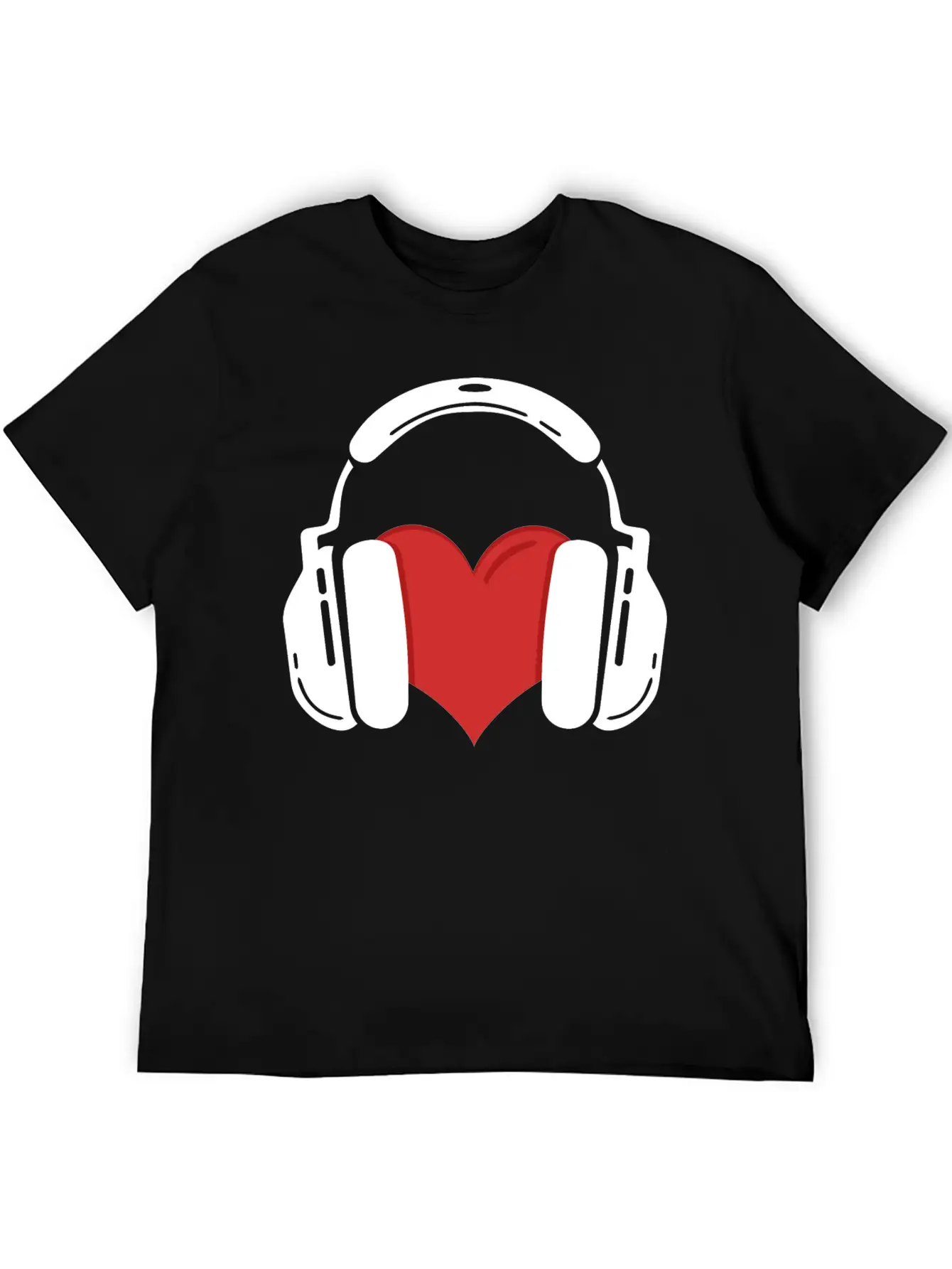 Heart Headphones Music Stylish Everyday T-Shirt – Unisex Basic Cotton Tee