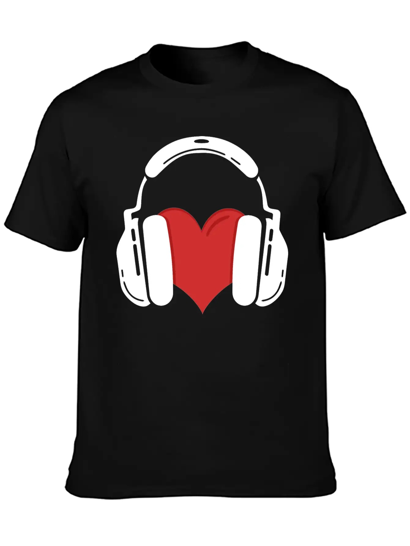 Heart Headphones Music Stylish Everyday T-Shirt – Unisex Basic Cotton Tee