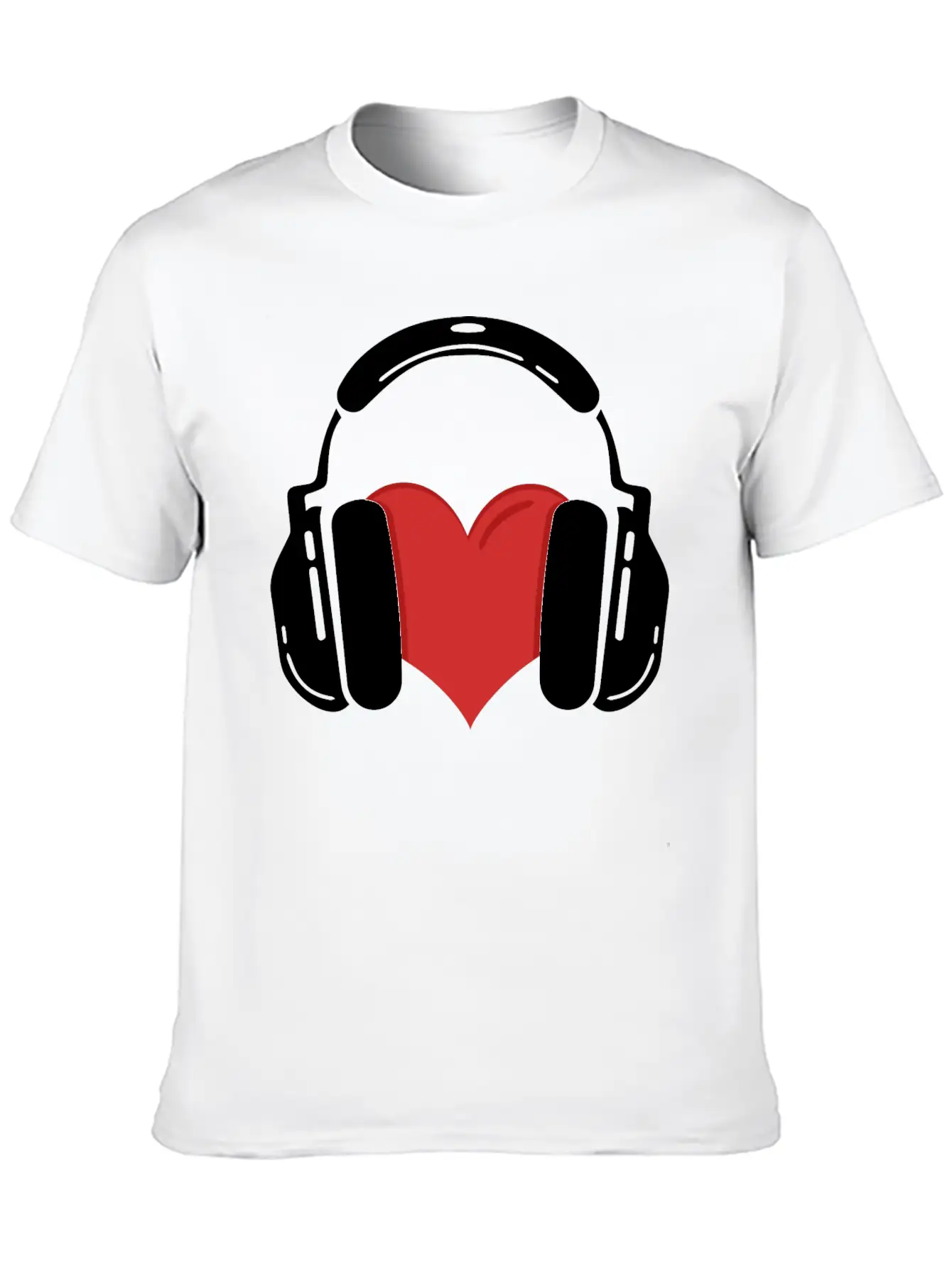 Heart Headphones Music Stylish Everyday T-Shirt – Unisex Basic Cotton Tee