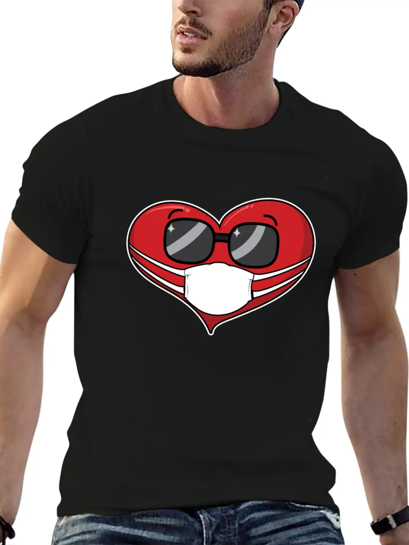 Heart In A Mask Pandemic Valentines Day Timeless Short Sleeve Tee – Comfy And Minimalist Design