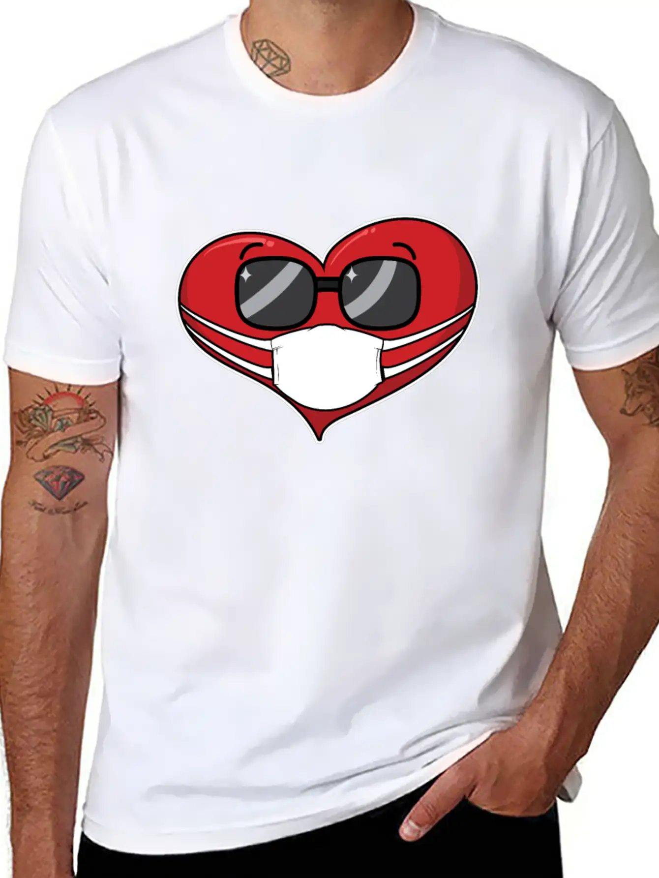 Heart In A Mask Pandemic Valentines Day Timeless Short Sleeve Tee – Comfy And Minimalist Design