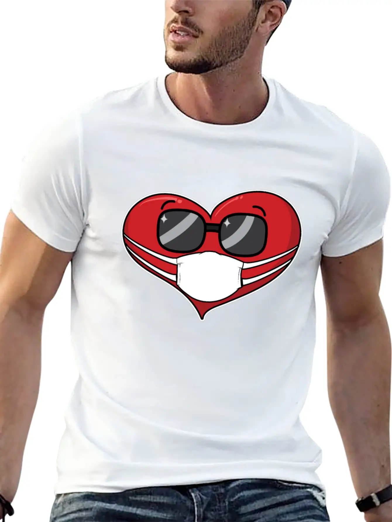 Heart In A Mask Pandemic Valentines Day Timeless Short Sleeve Tee – Comfy And Minimalist Design
