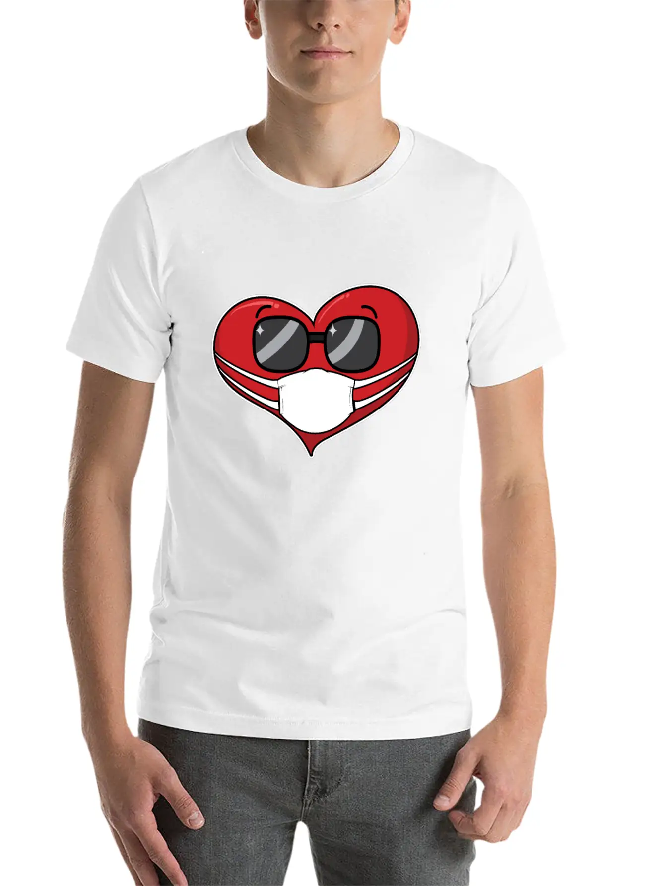 Heart In A Mask Pandemic Valentines Day Timeless Short Sleeve Tee – Comfy And Minimalist Design