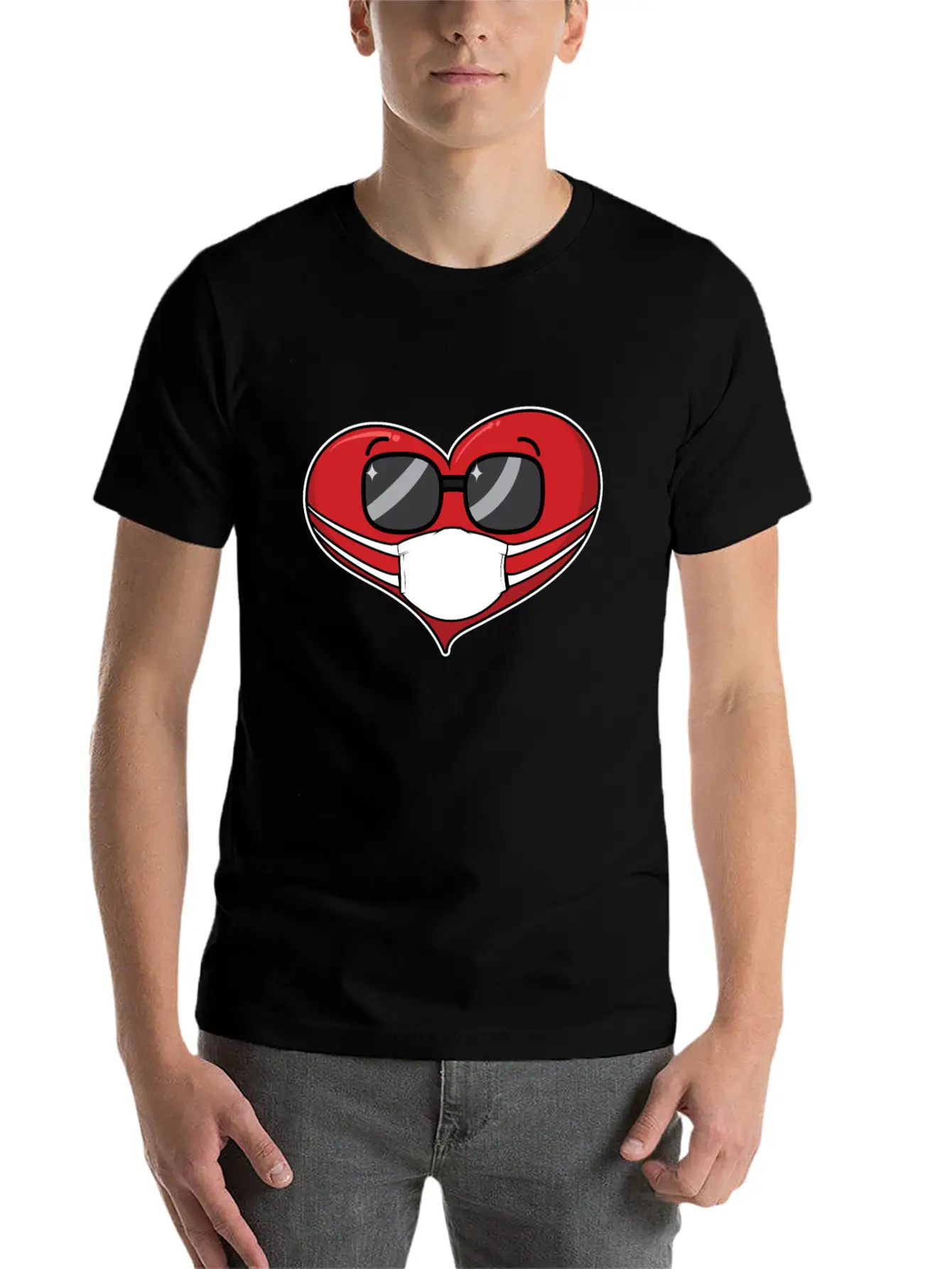 Heart In A Mask Pandemic Valentines Day Timeless Short Sleeve Tee – Comfy And Minimalist Design