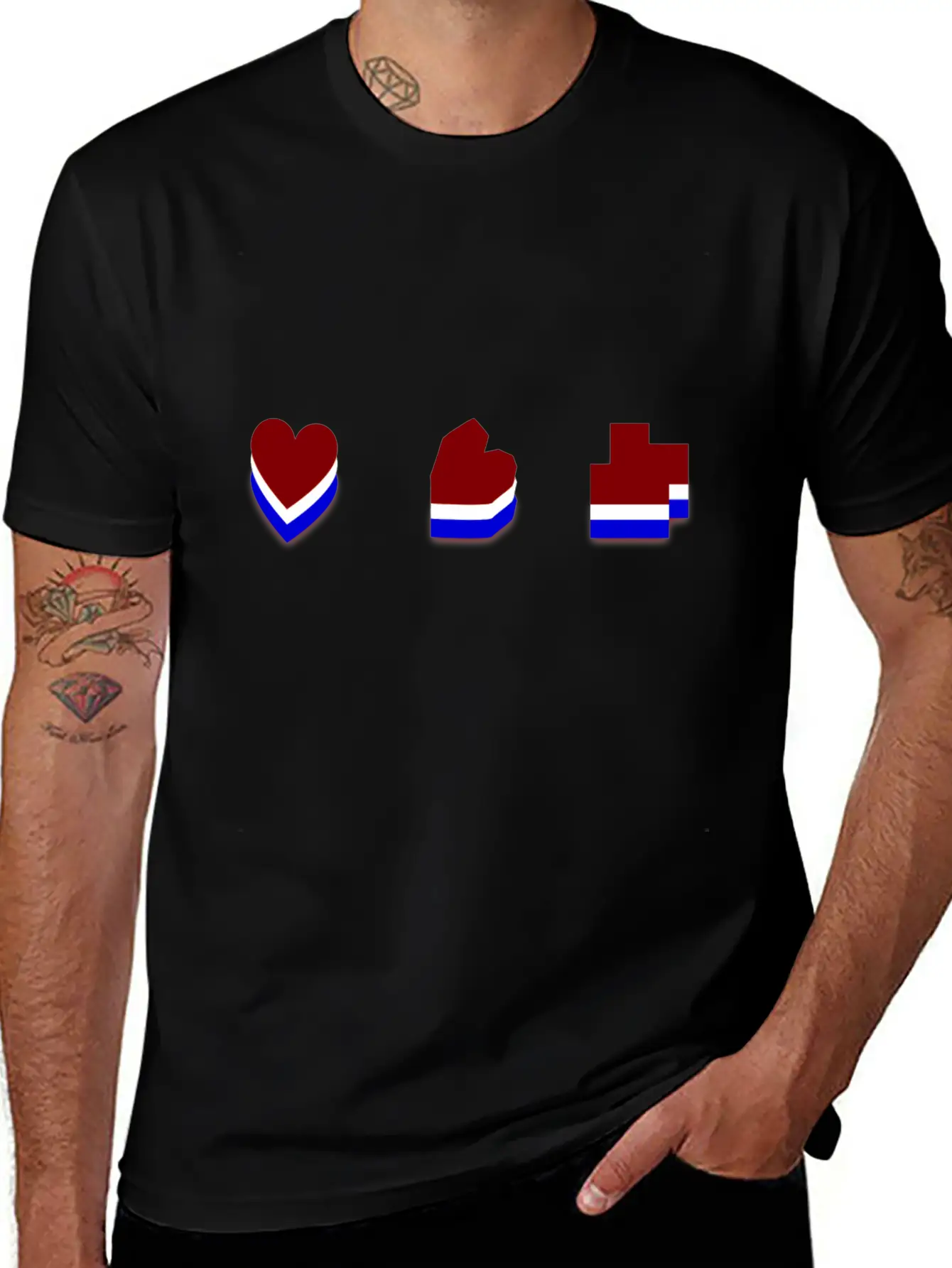 Heart Mosaic Blue Comfortable Minimalist Graphic Tee – Summer Style Essential