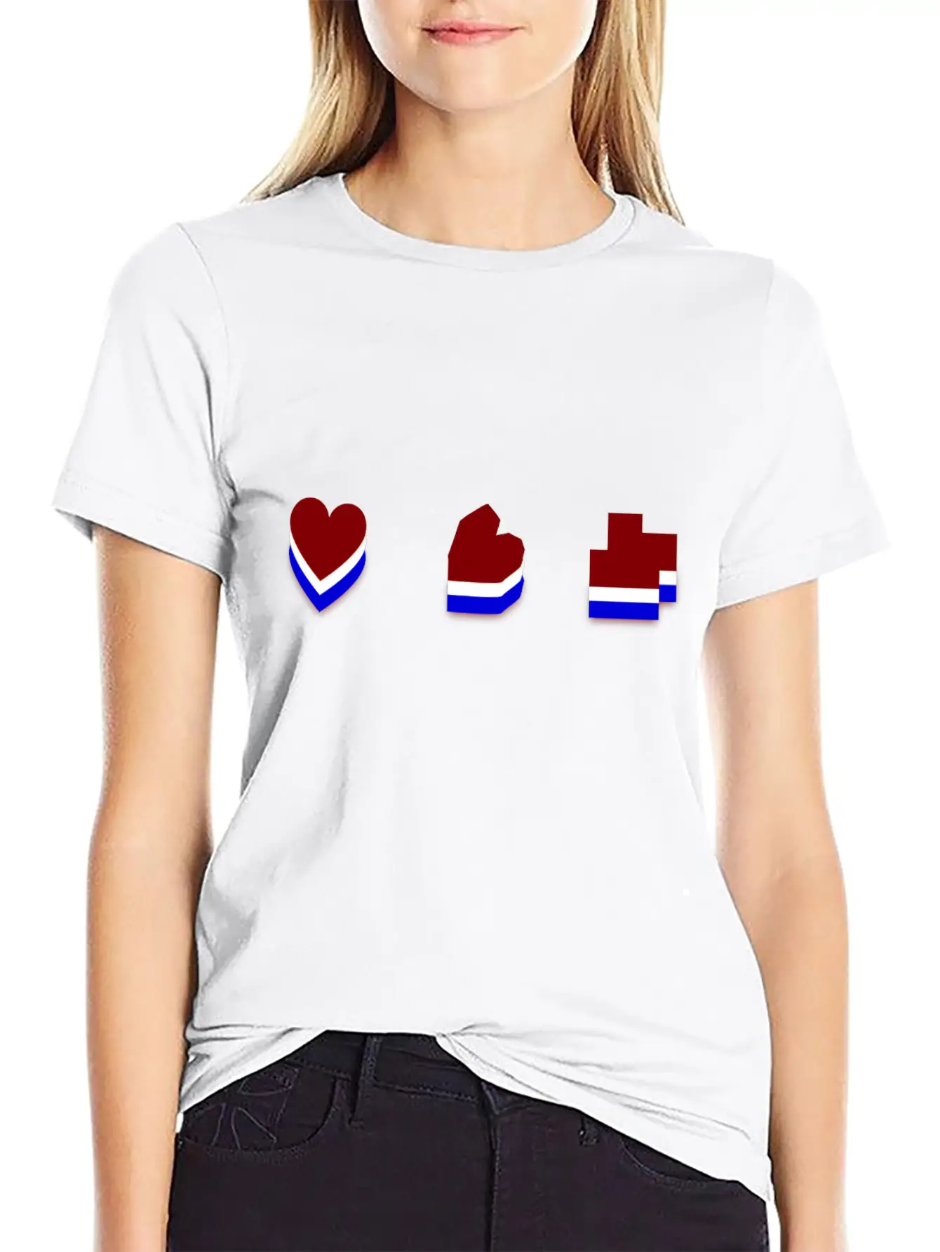 Heart Mosaic Blue Comfortable Minimalist Graphic Tee – Summer Style Essential