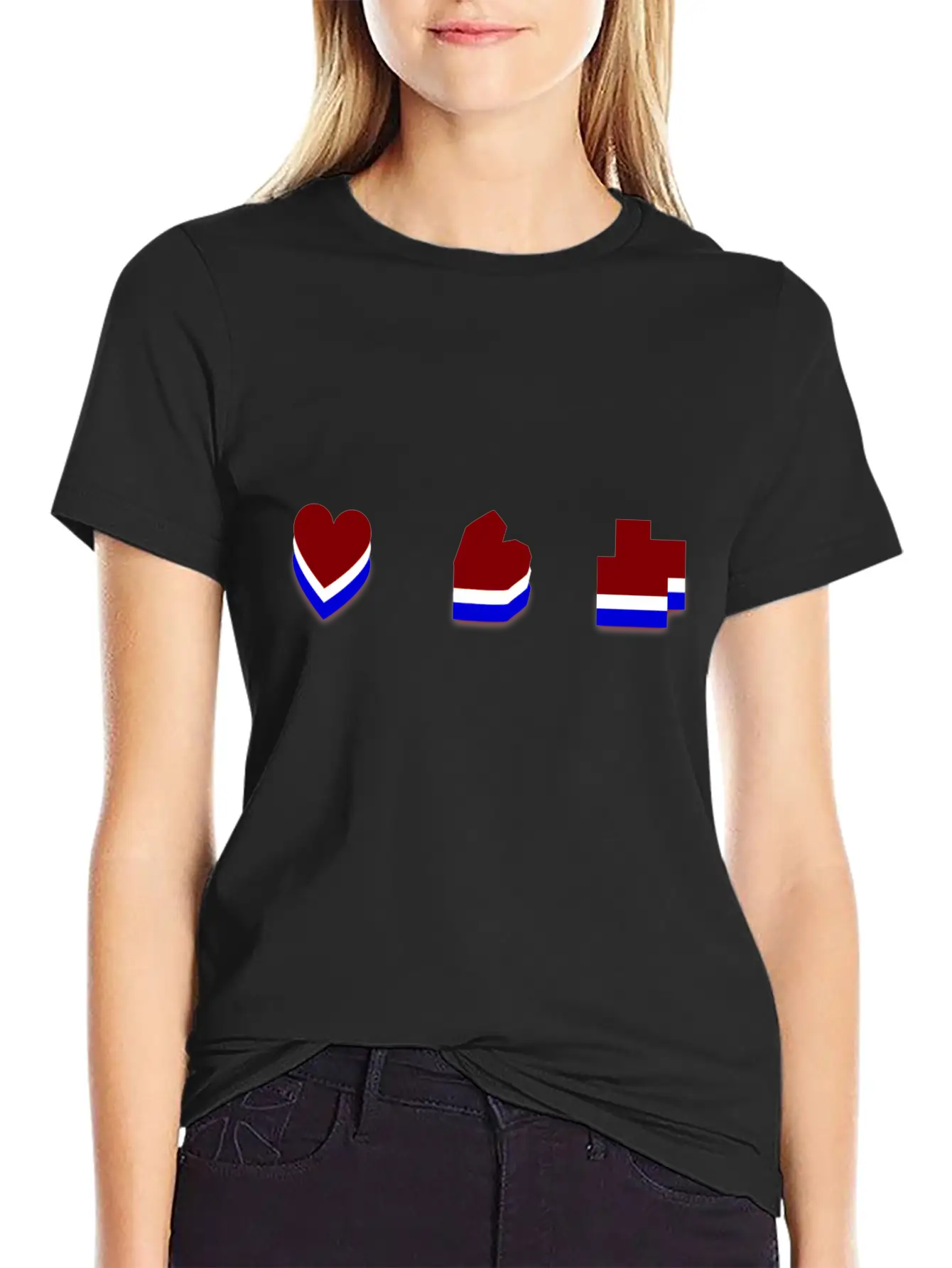 Heart Mosaic Blue Comfortable Minimalist Graphic Tee – Summer Style Essential