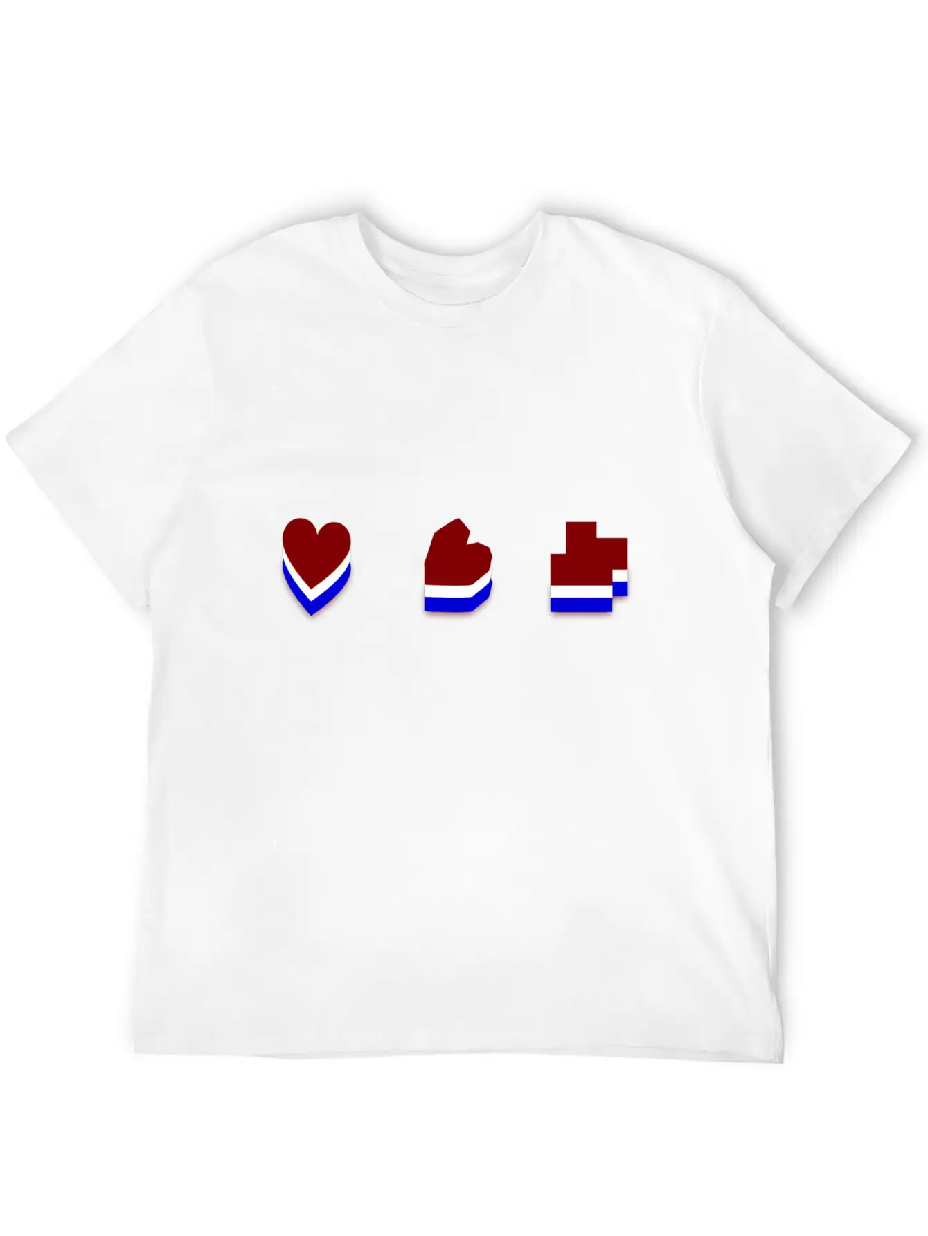 Heart Mosaic Blue Comfortable Minimalist Graphic Tee – Summer Style Essential