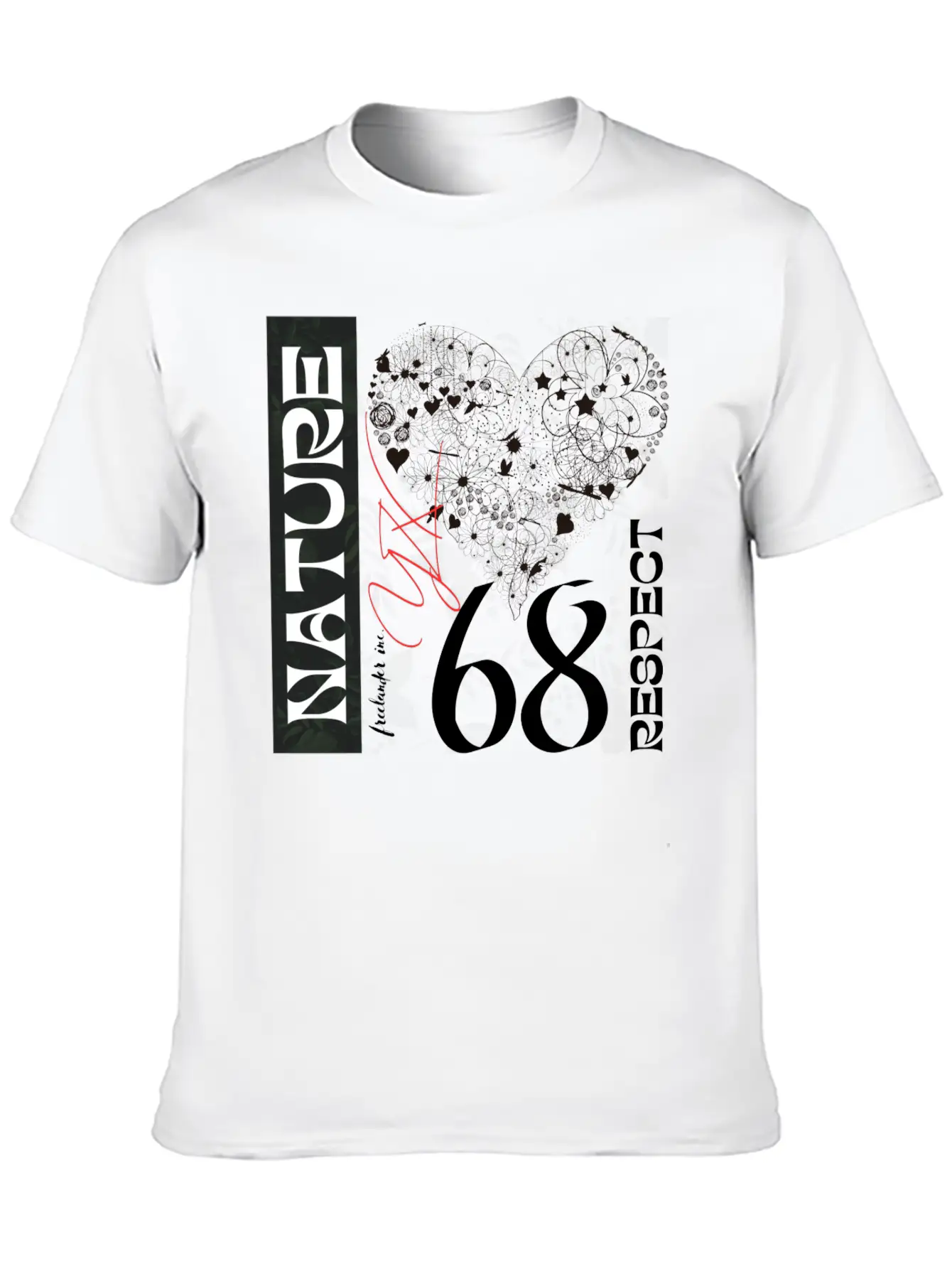 Heart, Respect Nature Unisex Short Sleeve Soft Cotton T-Shirt – Casual Everyday Wear